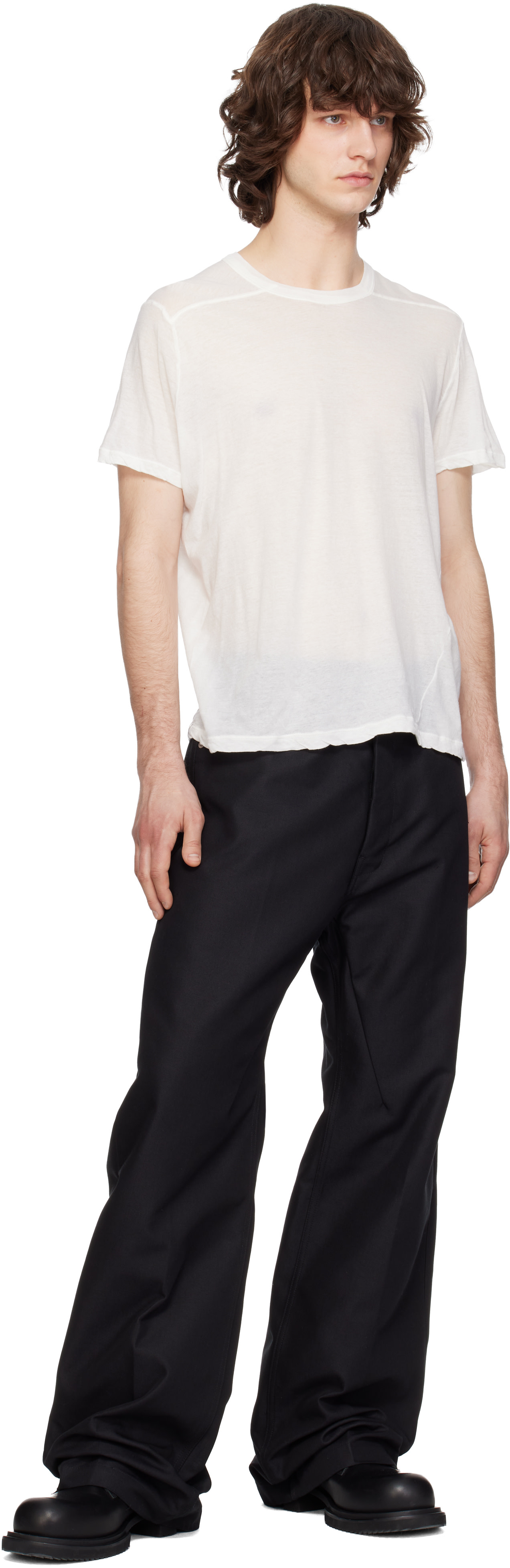Rick Owens: Off-White Temple Short Level T-shirt | SSENSE