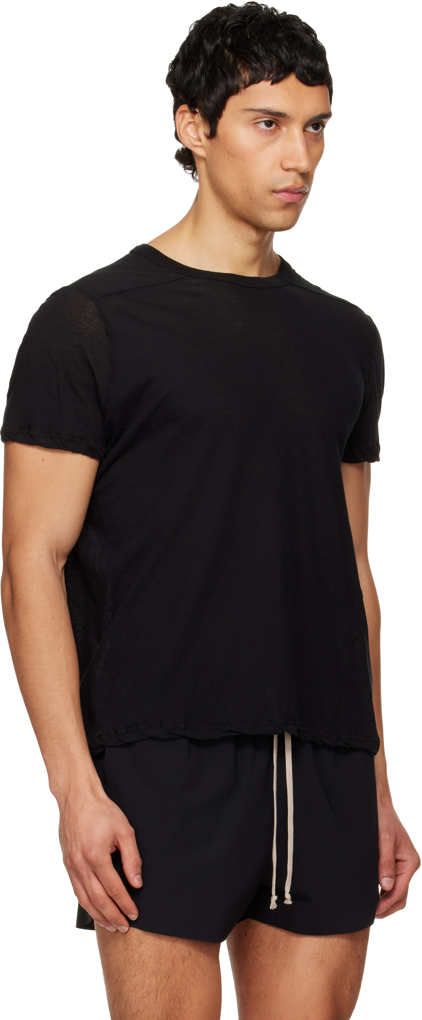Rick Owens: ブラック Temple Short Level Tシャツ | SSENSE 日本