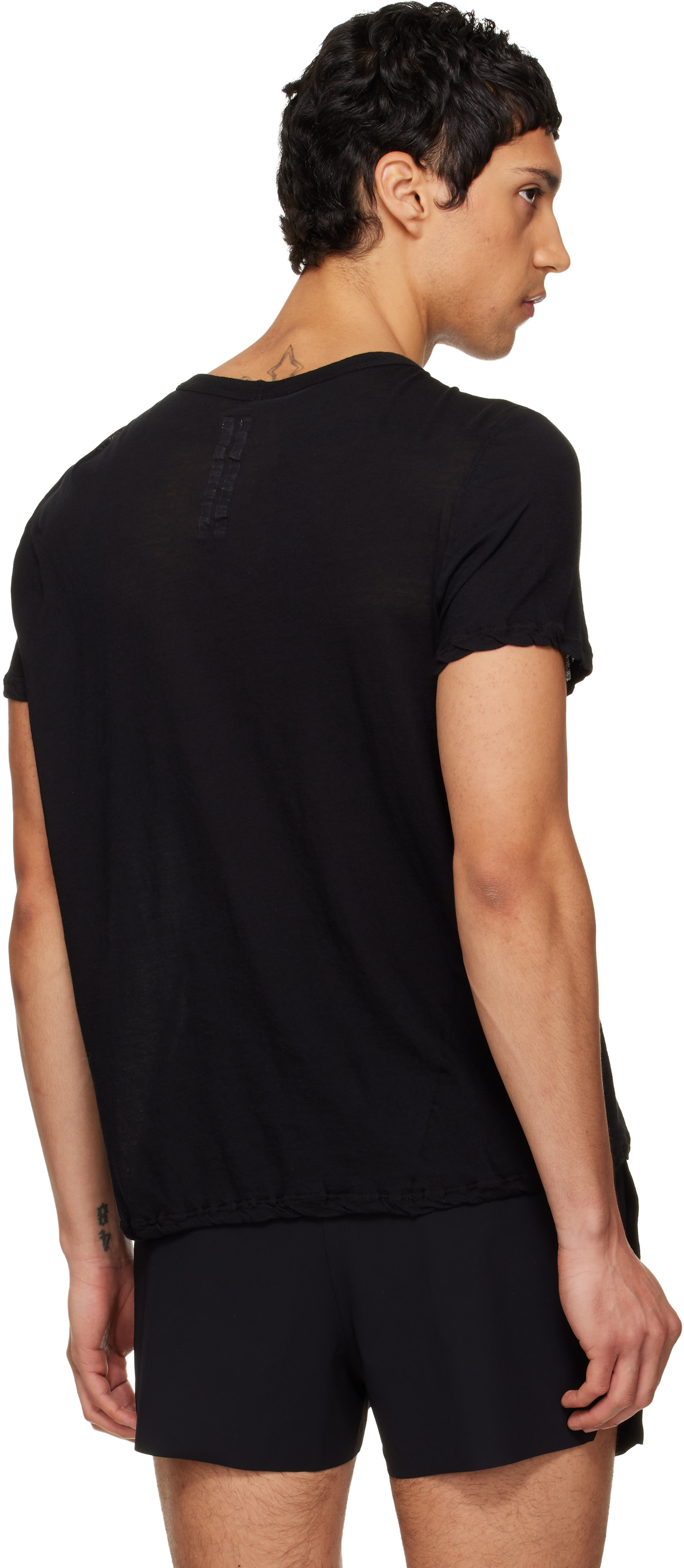 Rick Owens: Black Temple Short Level T-shirt | SSENSE