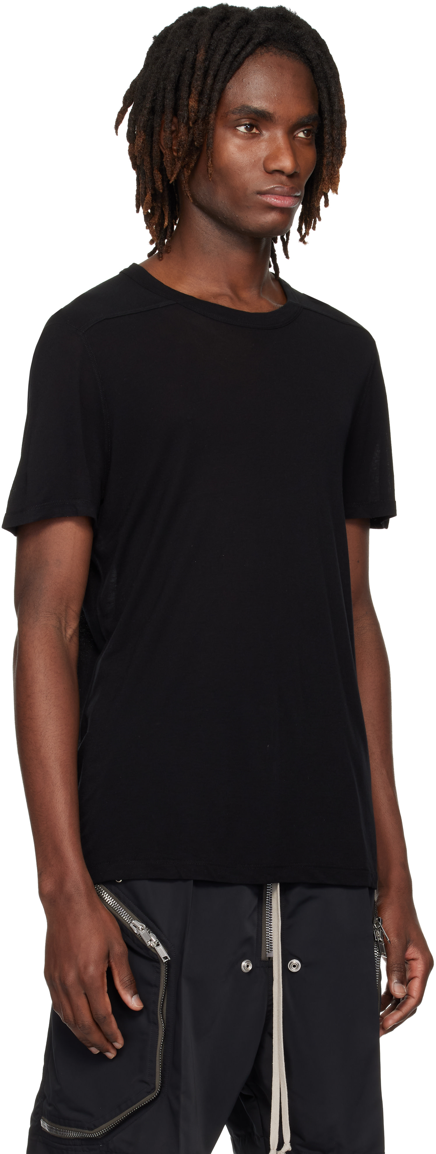 Rick Owens: Black Temple Short Level T-shirt | SSENSE