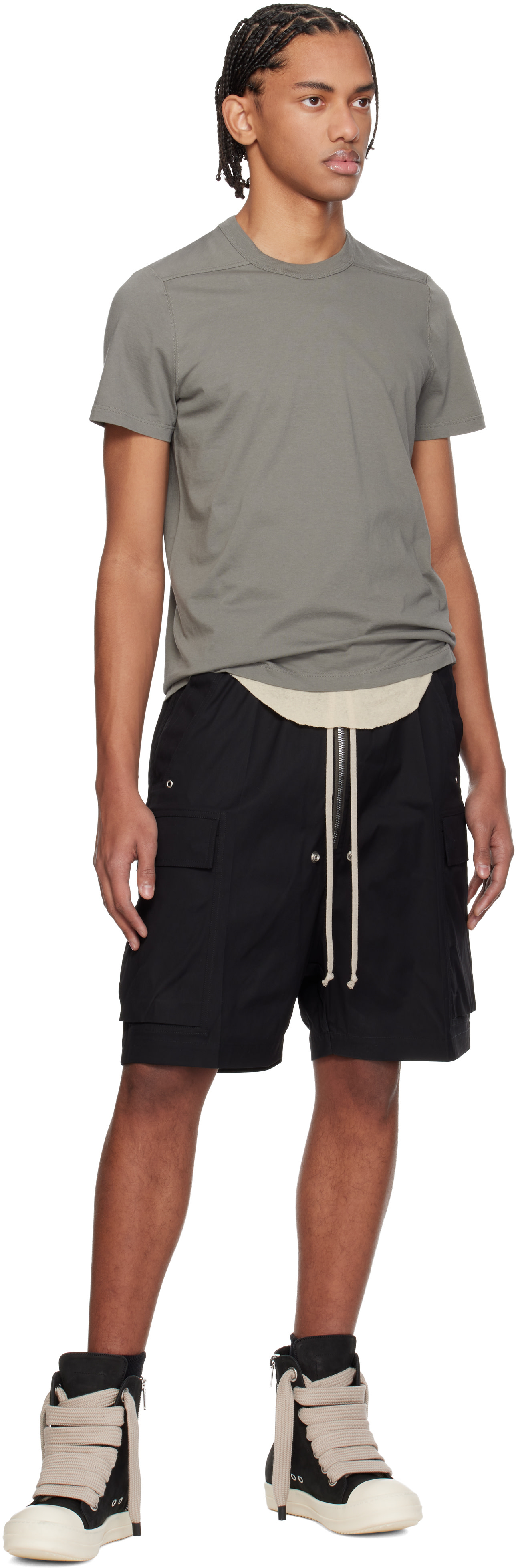 Rick Owens: Gray Temple Short Level T-shirt | SSENSE