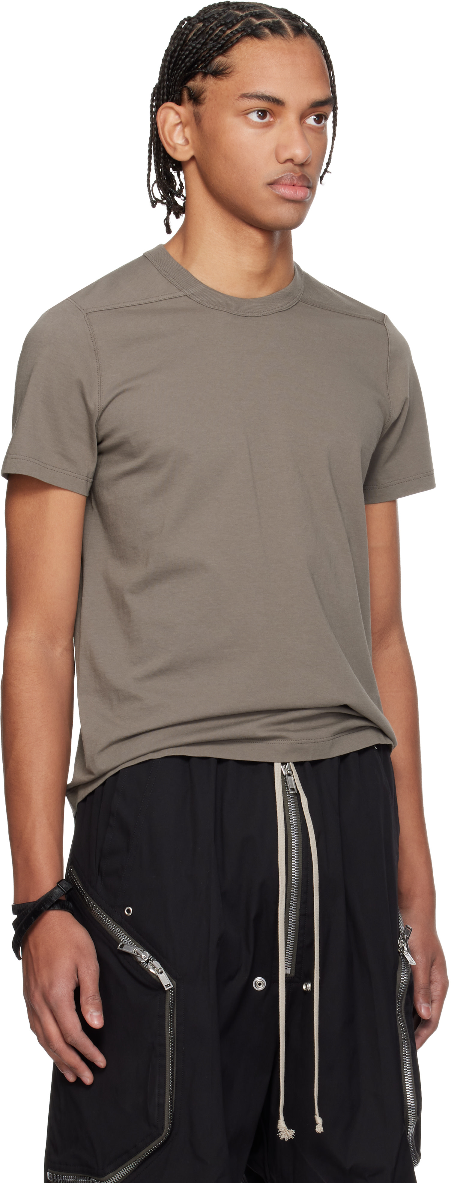 Rick Owens: Gray Temple Short Level T-shirt | SSENSE