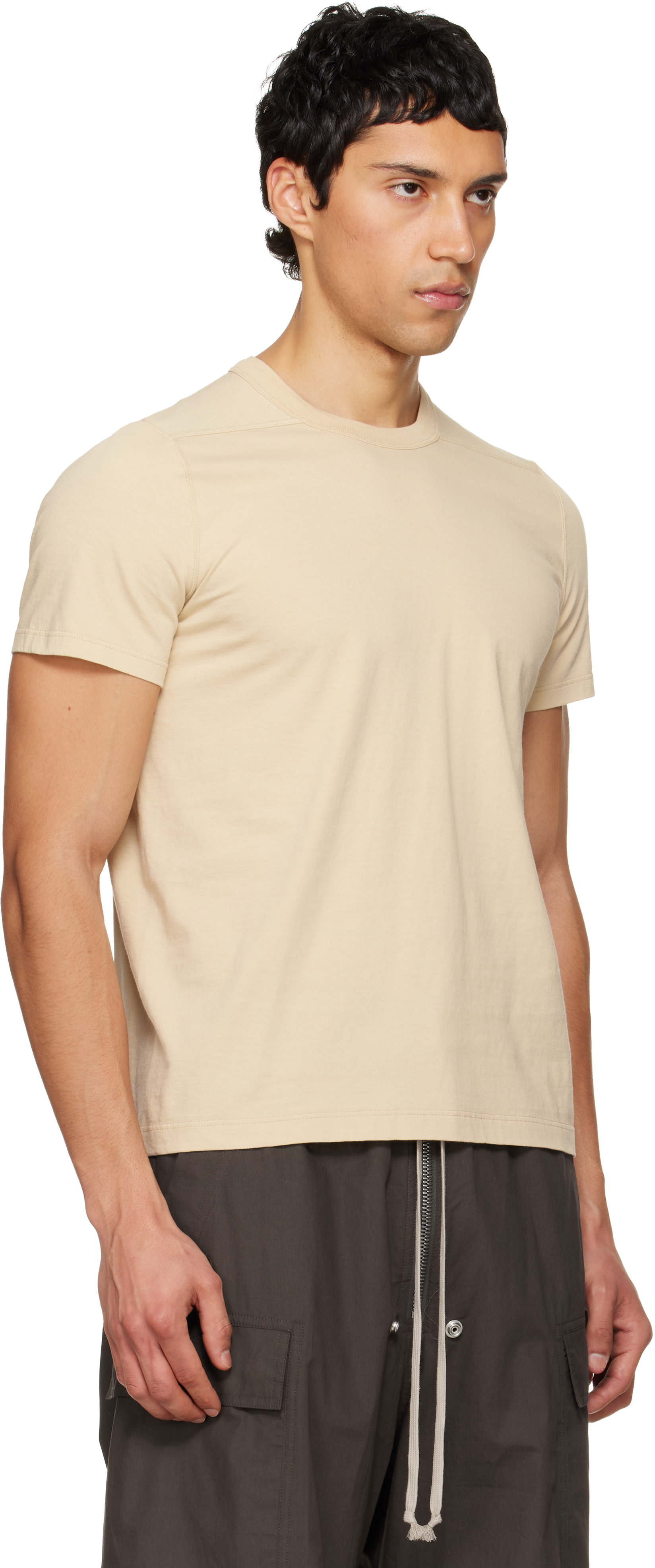Rick Owens: Beige Temple Short Level T-shirt | SSENSE