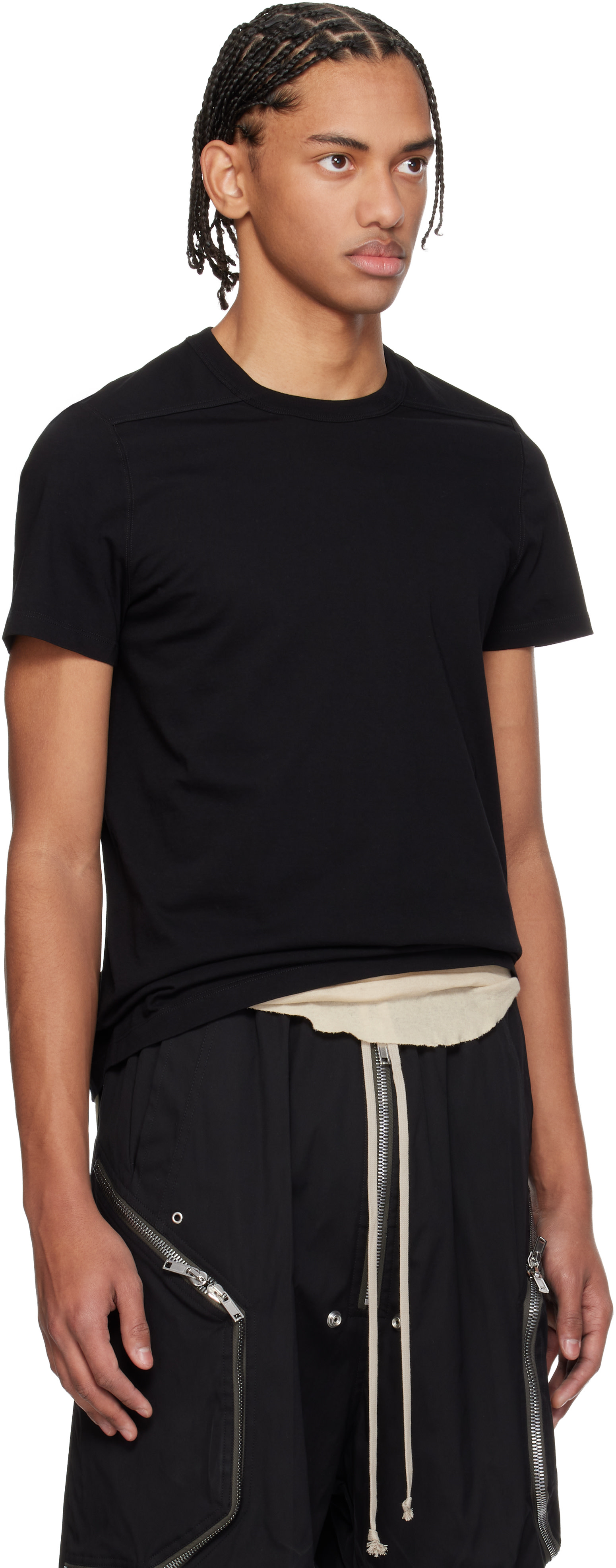Rick Owens: Black Temple Short Level T-shirt | SSENSE