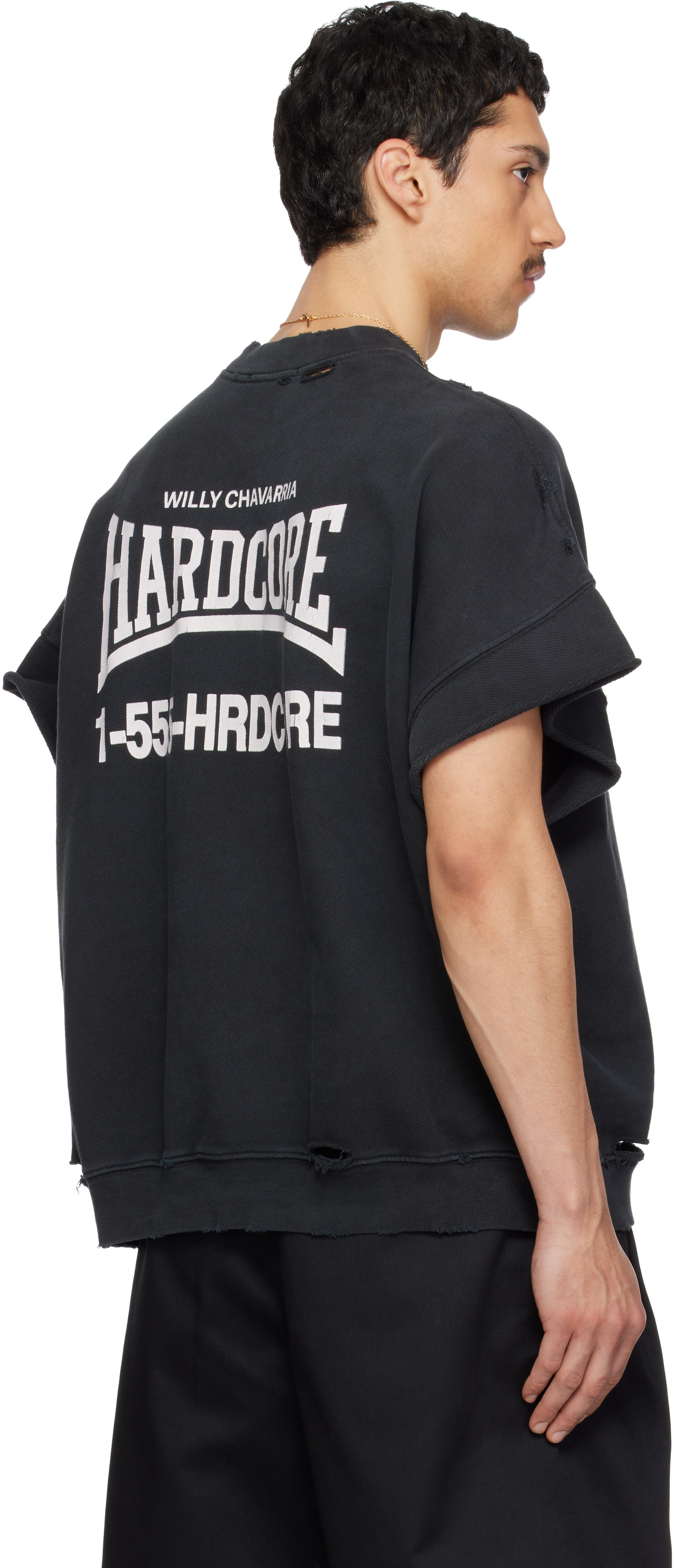 WILLY CHAVARRIA: Black 'Hardcore' Muscle T-shirt | SSENSE