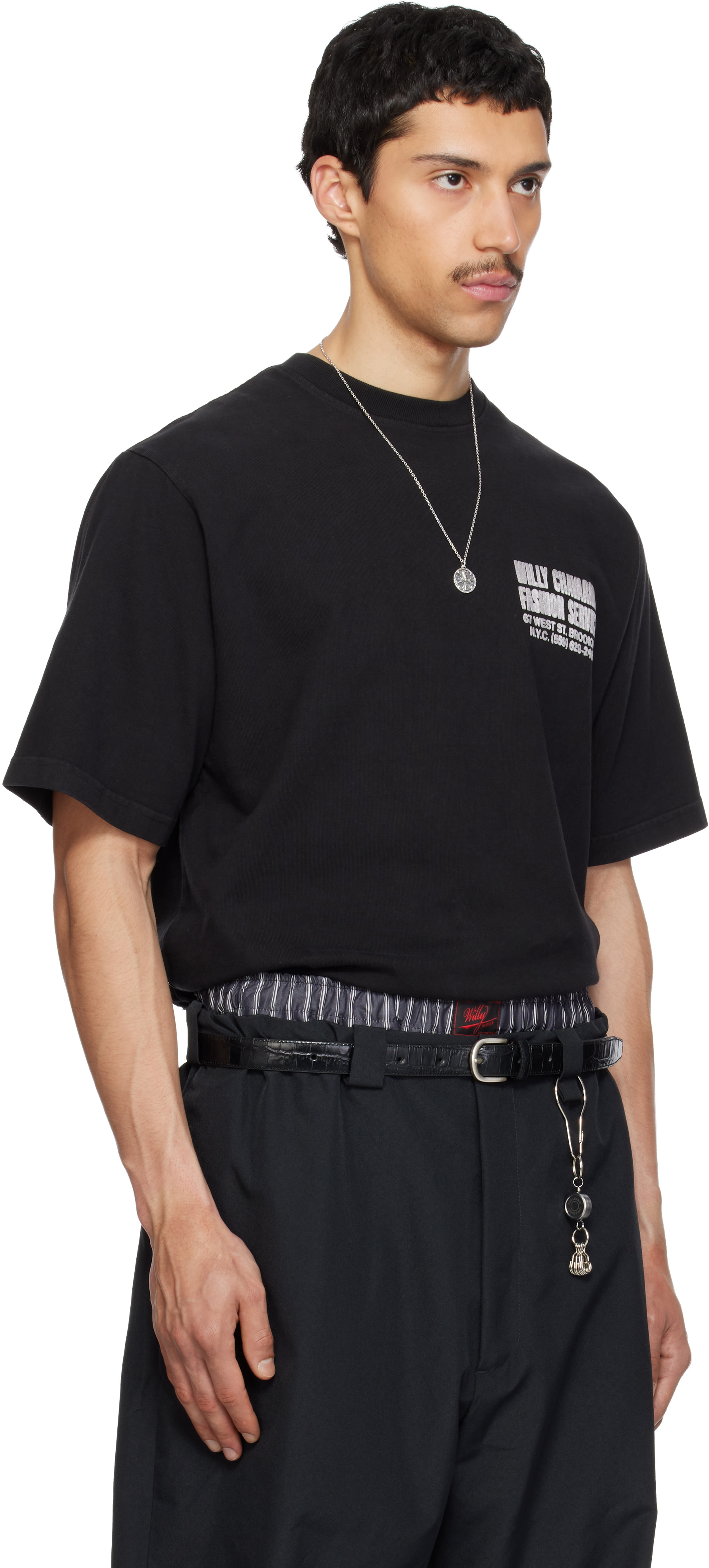  WILLY CHAVARRIA　即完売 WILLY CHAVARRIA: Black 'Fashion Services' T-shirt | SSENSE
