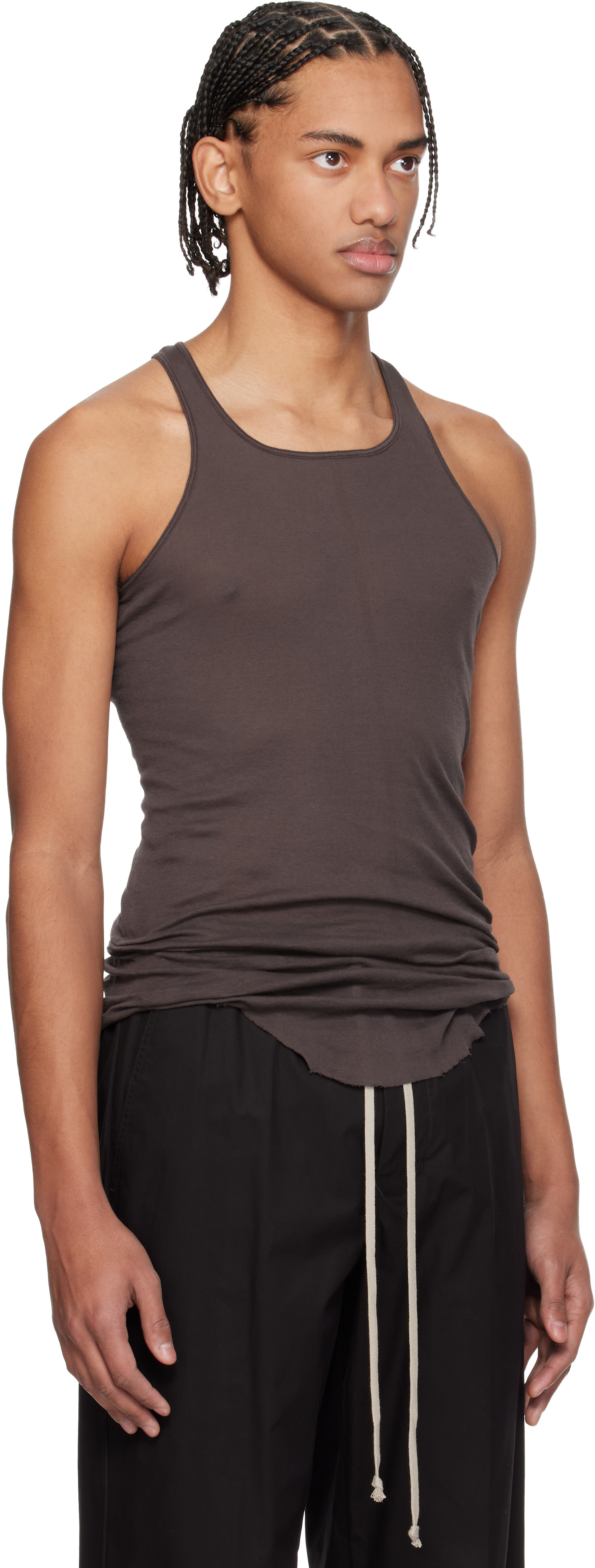 Rick Owens: Brown Temple Basic Rib Tank Top | SSENSE