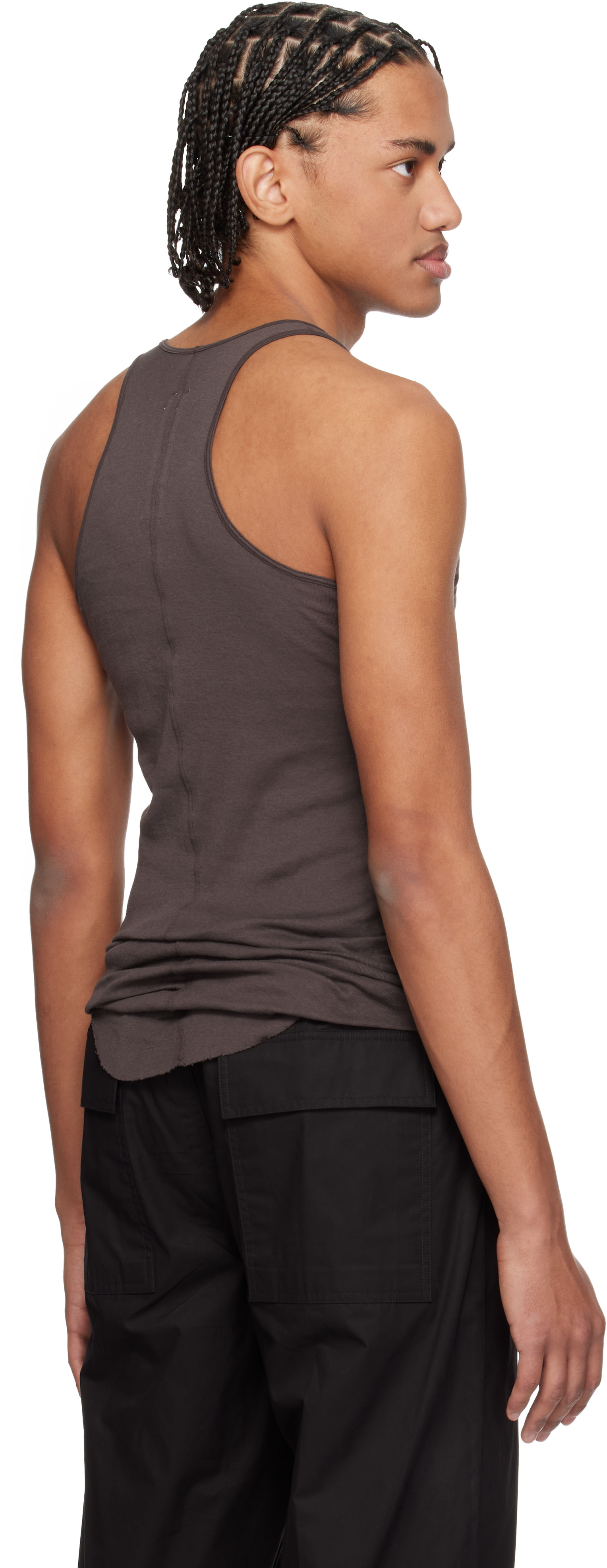 鍵*子様 Rick owens 22FW BASIC RIB TANK Rick Owens: Brown Temple Basic Rib Tank Top | SSENSE