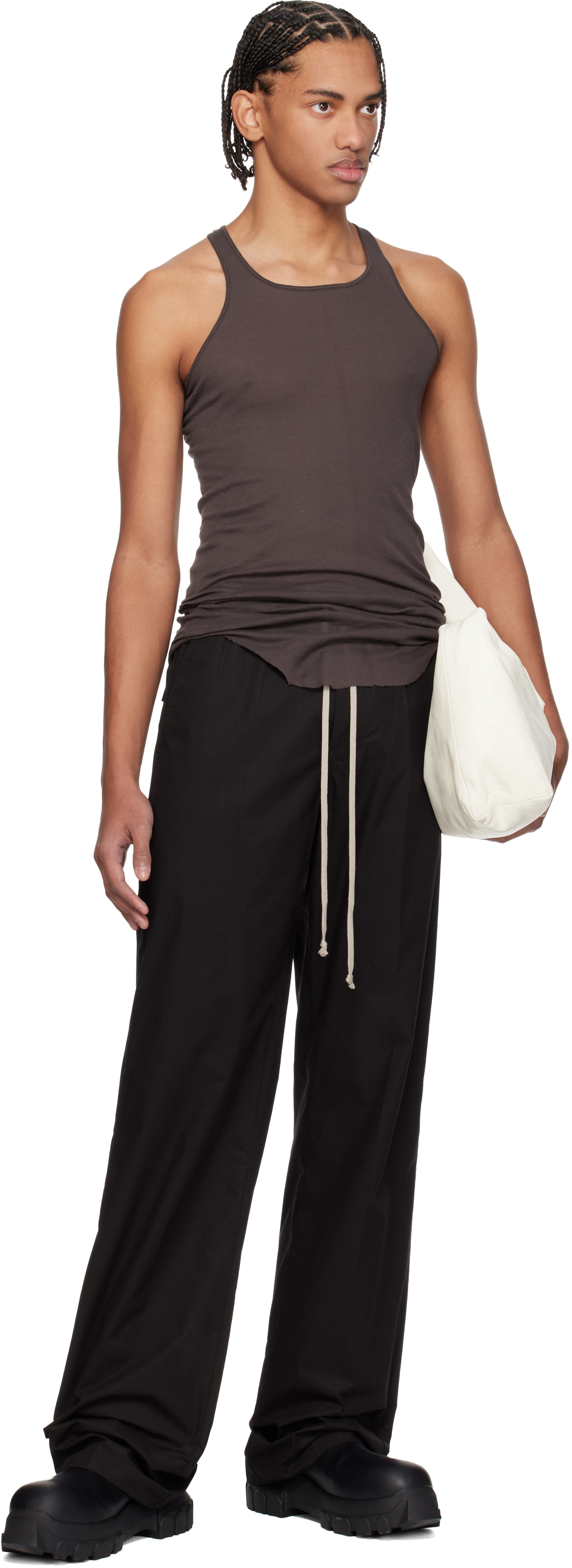 Rick Owens: Brown Temple Basic Rib Tank Top | SSENSE