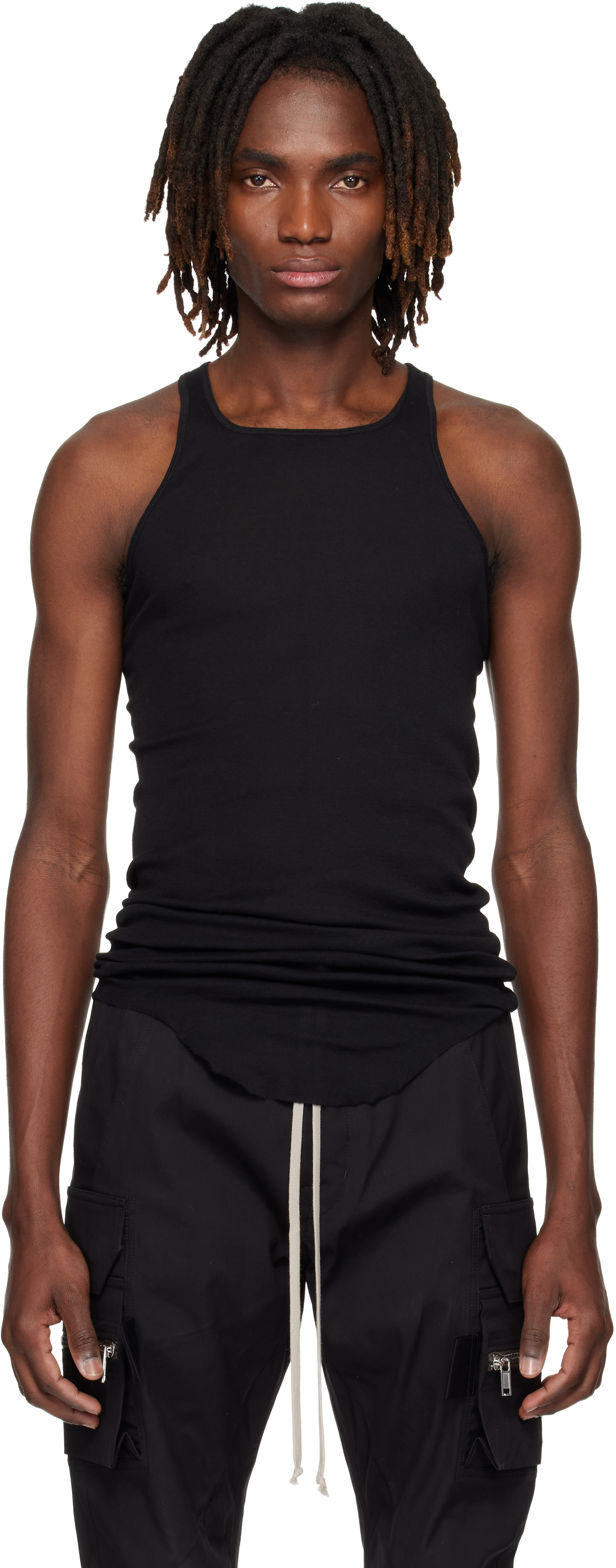 Rick Owens: Black Temple Basic Rib Tank Top | SSENSE