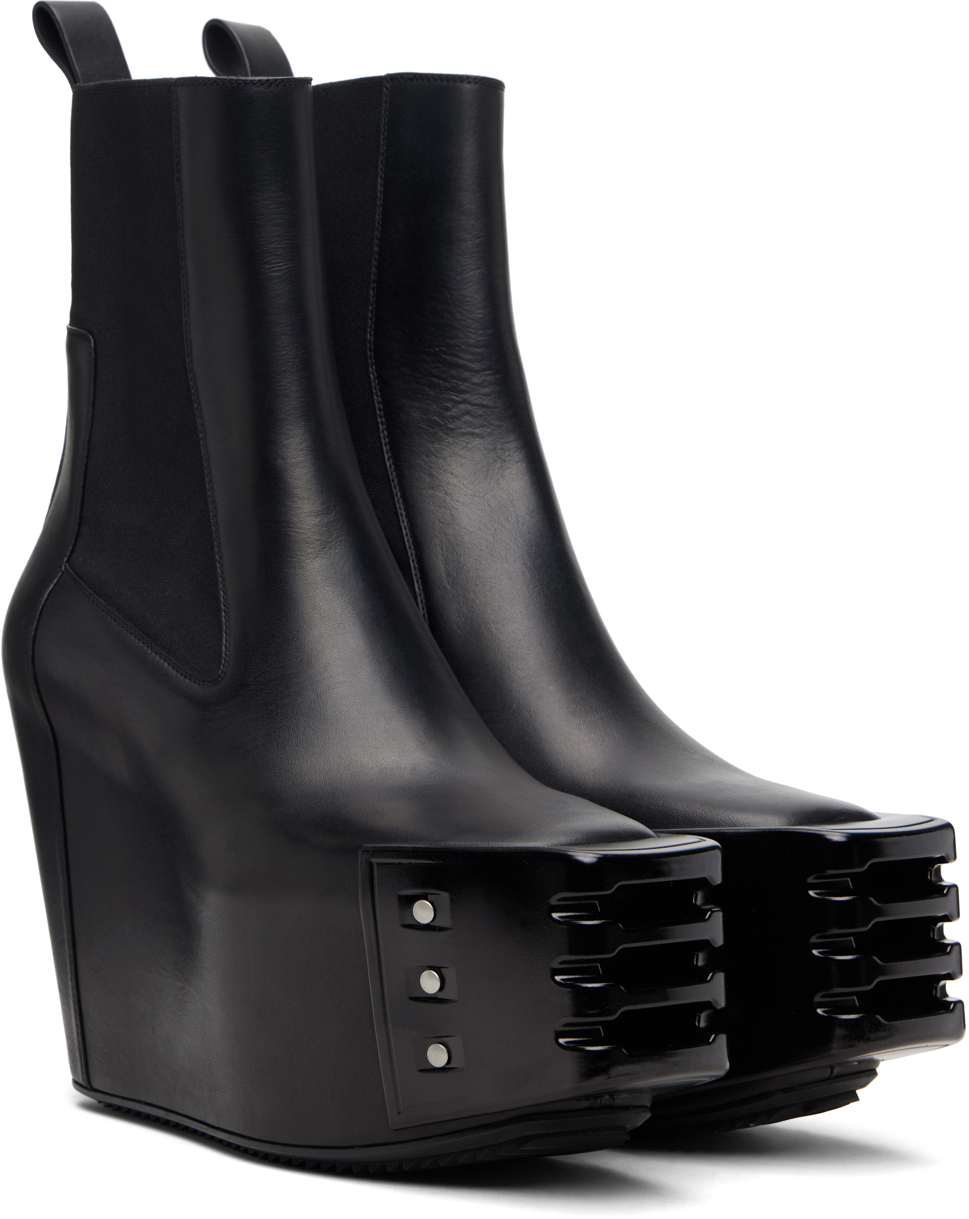 Rick Owens: Black Temple Grilled Wedge Beatle Chelsea Boots | SSENSE