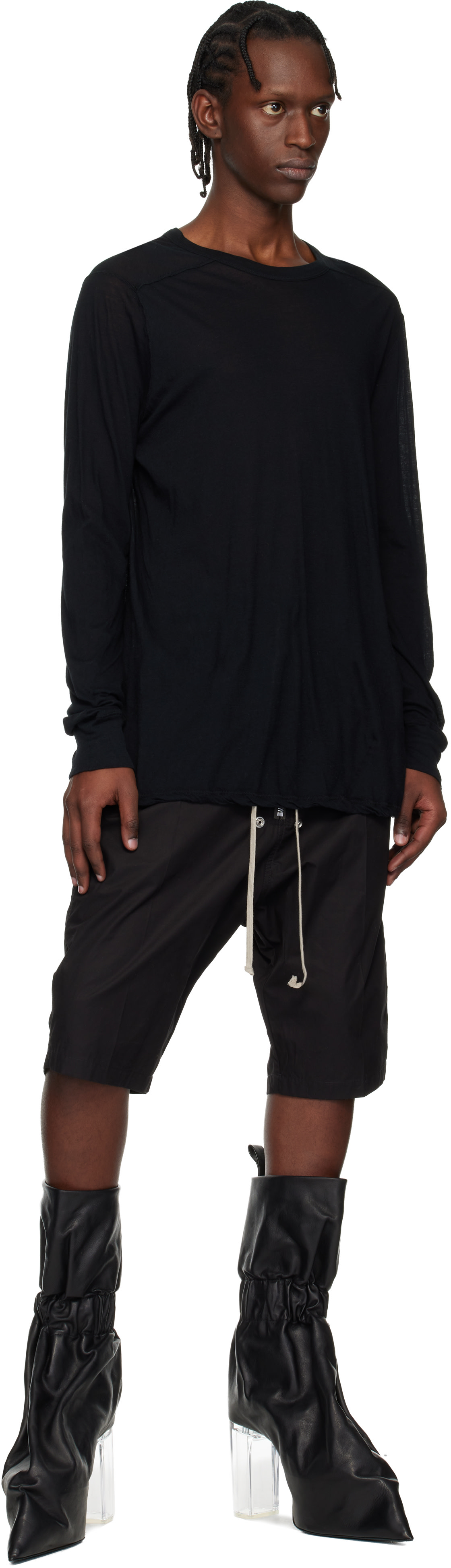 Rick Owens: Black Temple Tied Taquito Boots | SSENSE