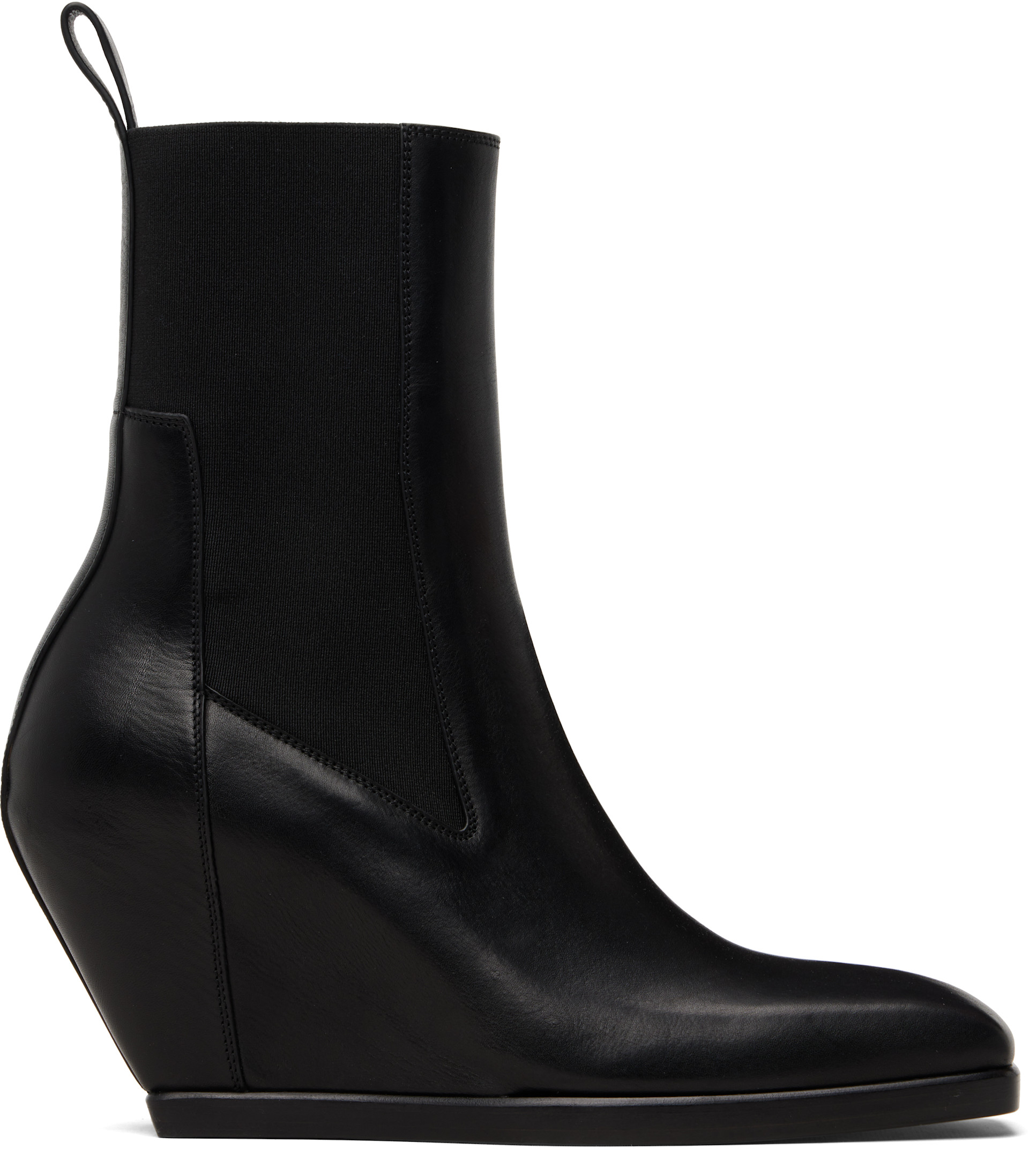 Rick Owens: Black Temple Wedge Heeled Sliver Chelsea Boots