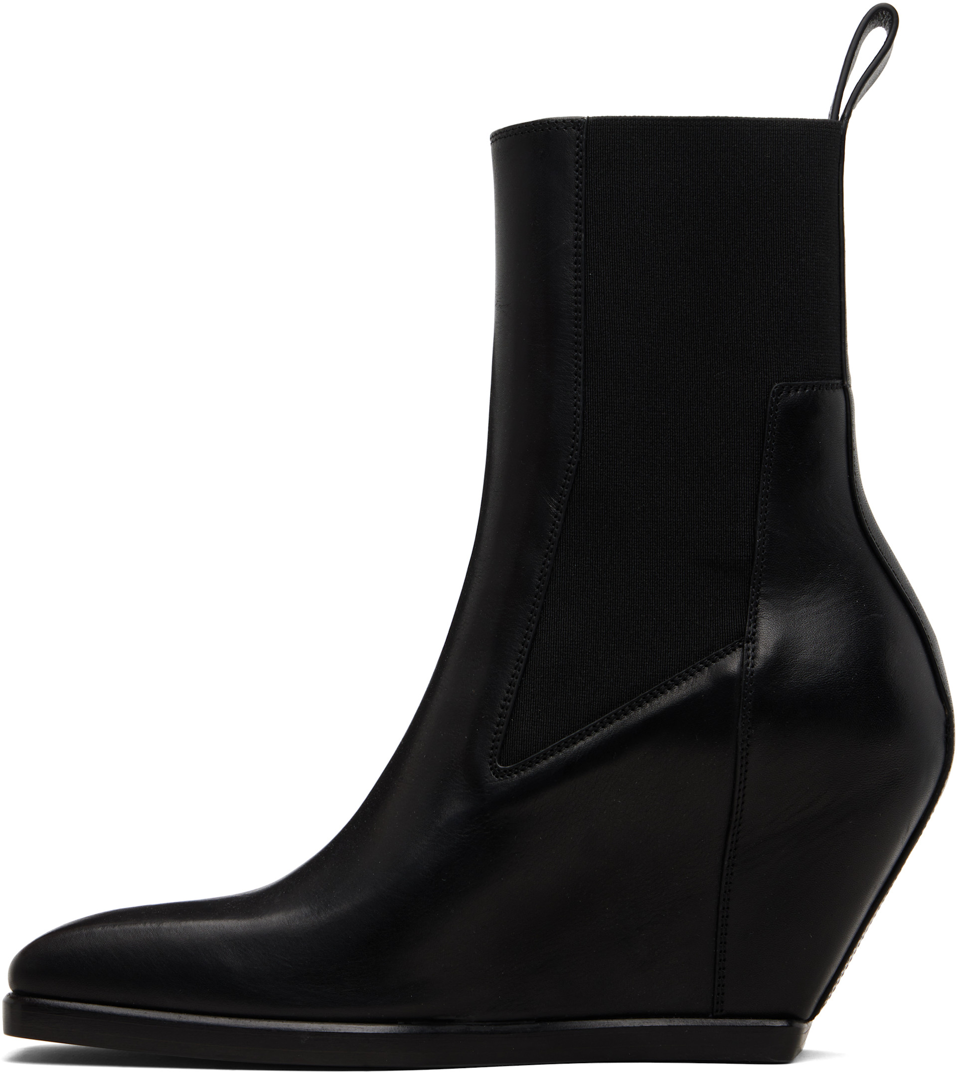 Rick Owens: Black Temple Wedge Heeled Sliver Chelsea Boots | SSENSE