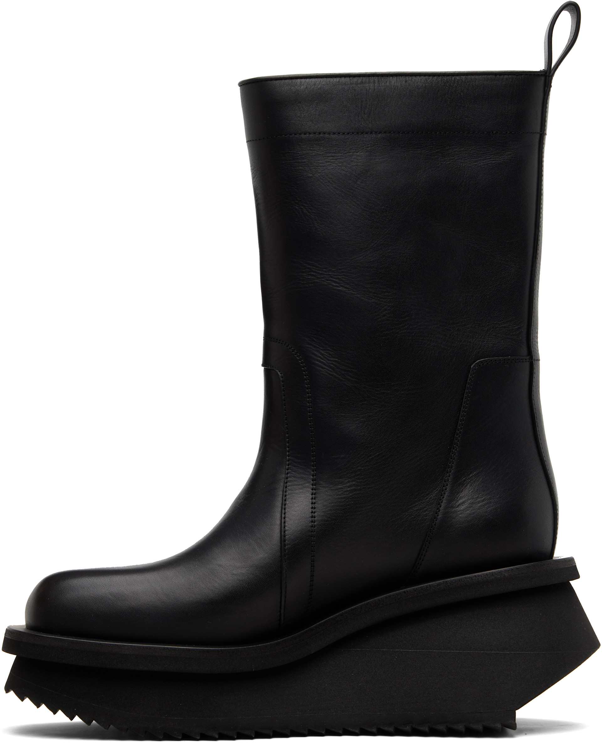 rick owens チェルシーブーツ Rick Owens: ブラック Low Factory Pull On チェルシーブーツ | SSENSE