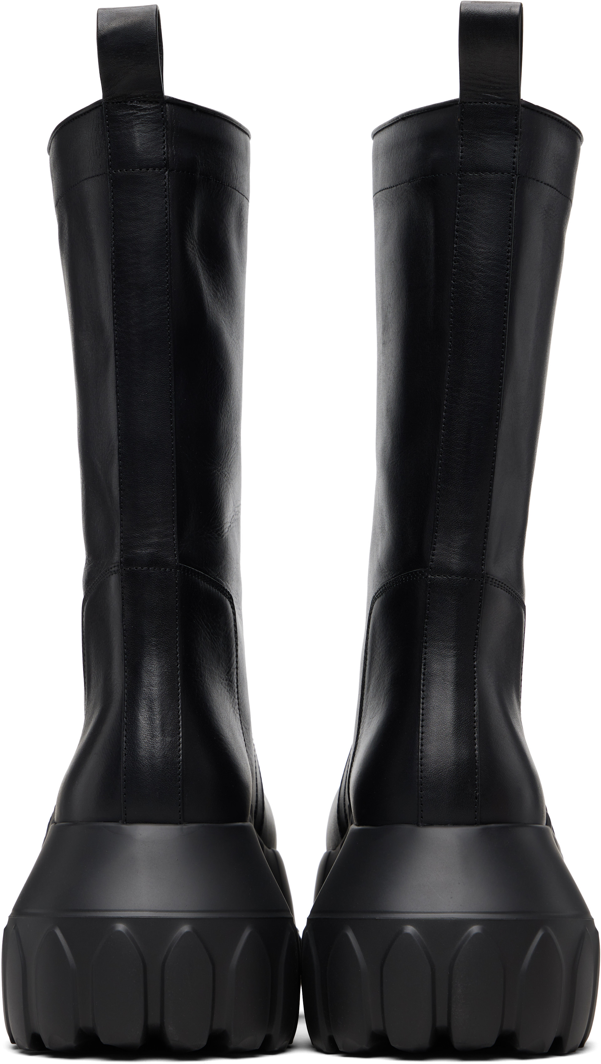 Rick Owens: Black Temple Pull On Mega Tractor Boots | SSENSE