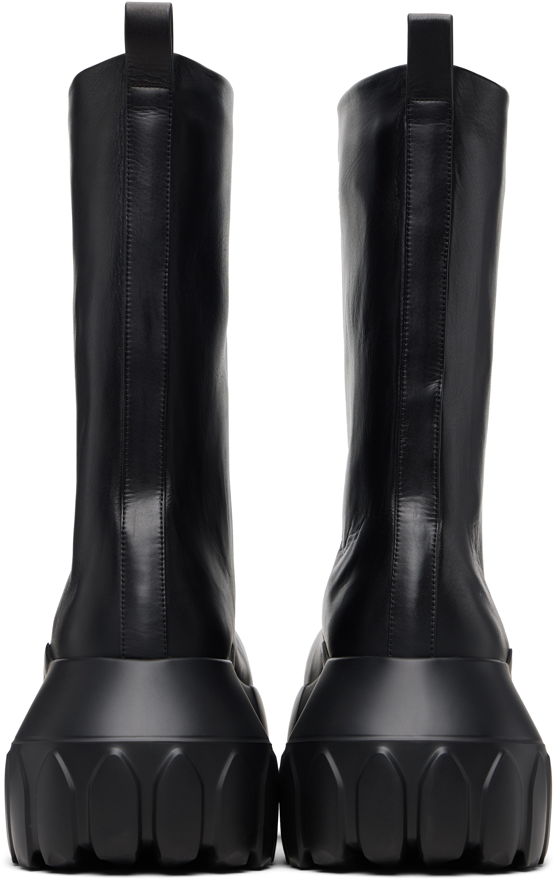 Rick Owens: ブラック Temple Flared Mega Tractor ブーツ | SSENSE 日本