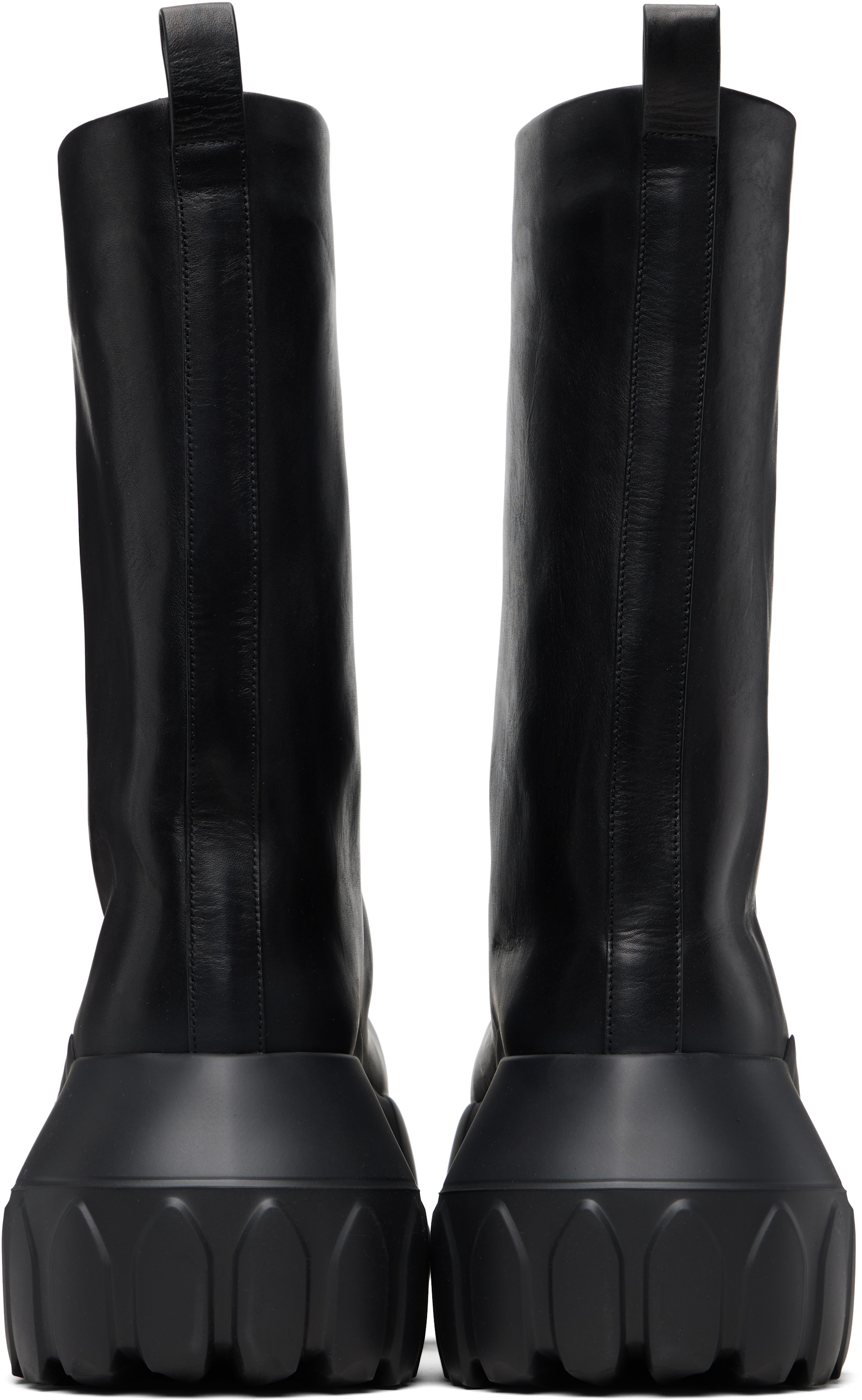 Rick Owens: Black Temple Flared Mega Tractor Boots | SSENSE