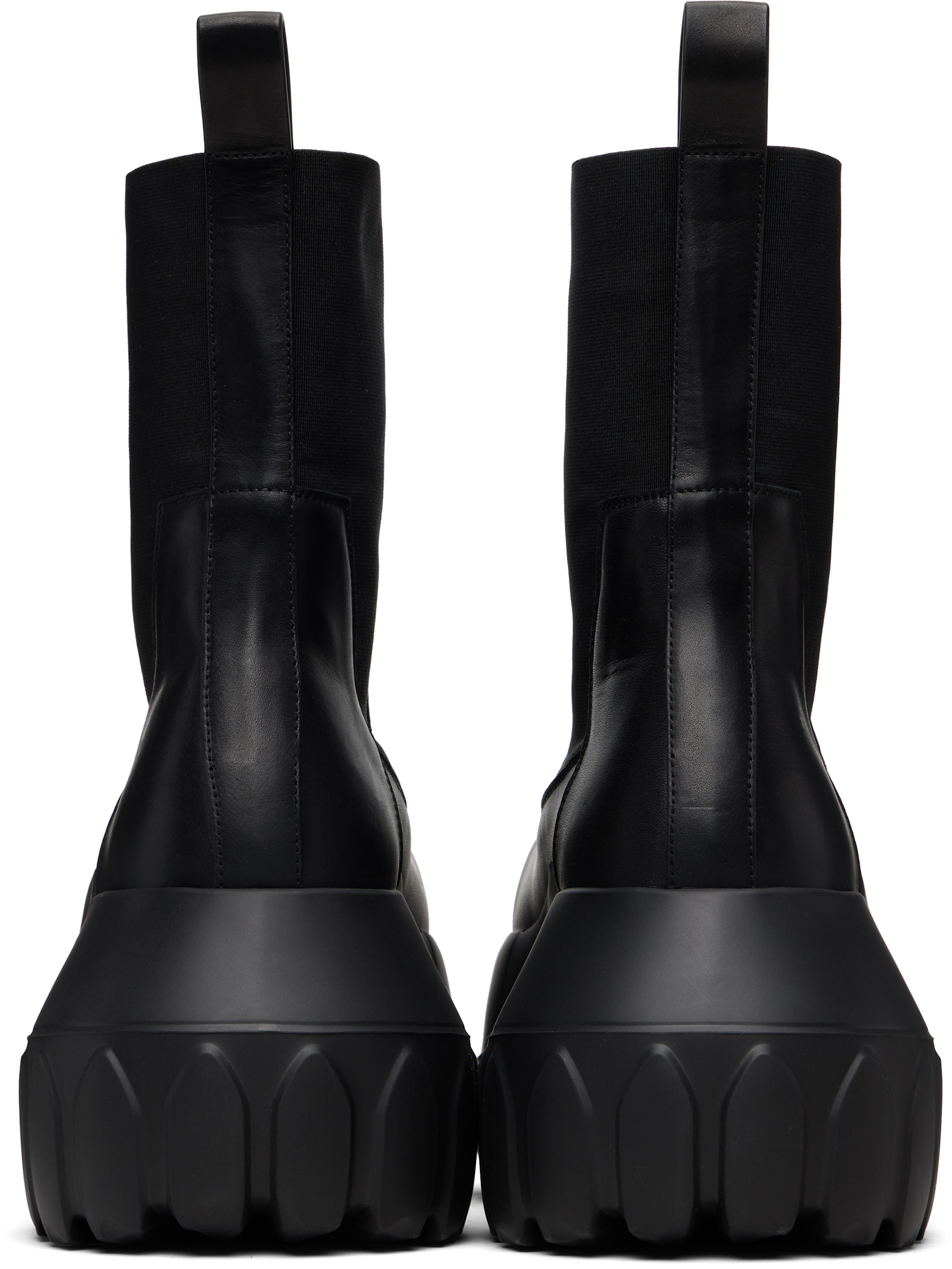靴 Rick owens Beatle Mega Tractor Rick Owens: Black Beatle Mega Tractor Chelsea Boots | SSENSE