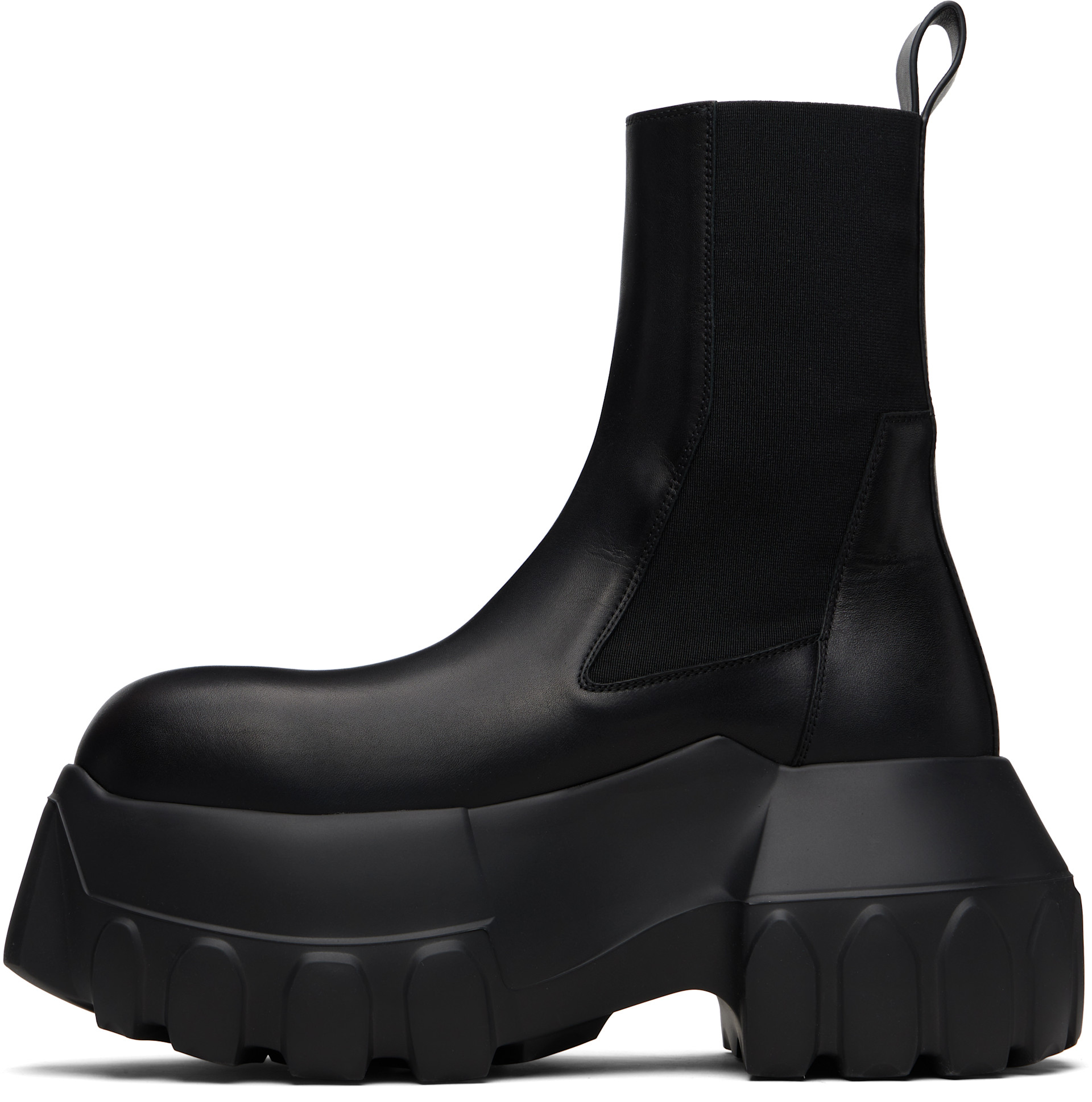 希少　rick owens mega beatle tractor リック 42 Rick Owens: Black Beatle Mega Tractor Chelsea Boots | SSENSE