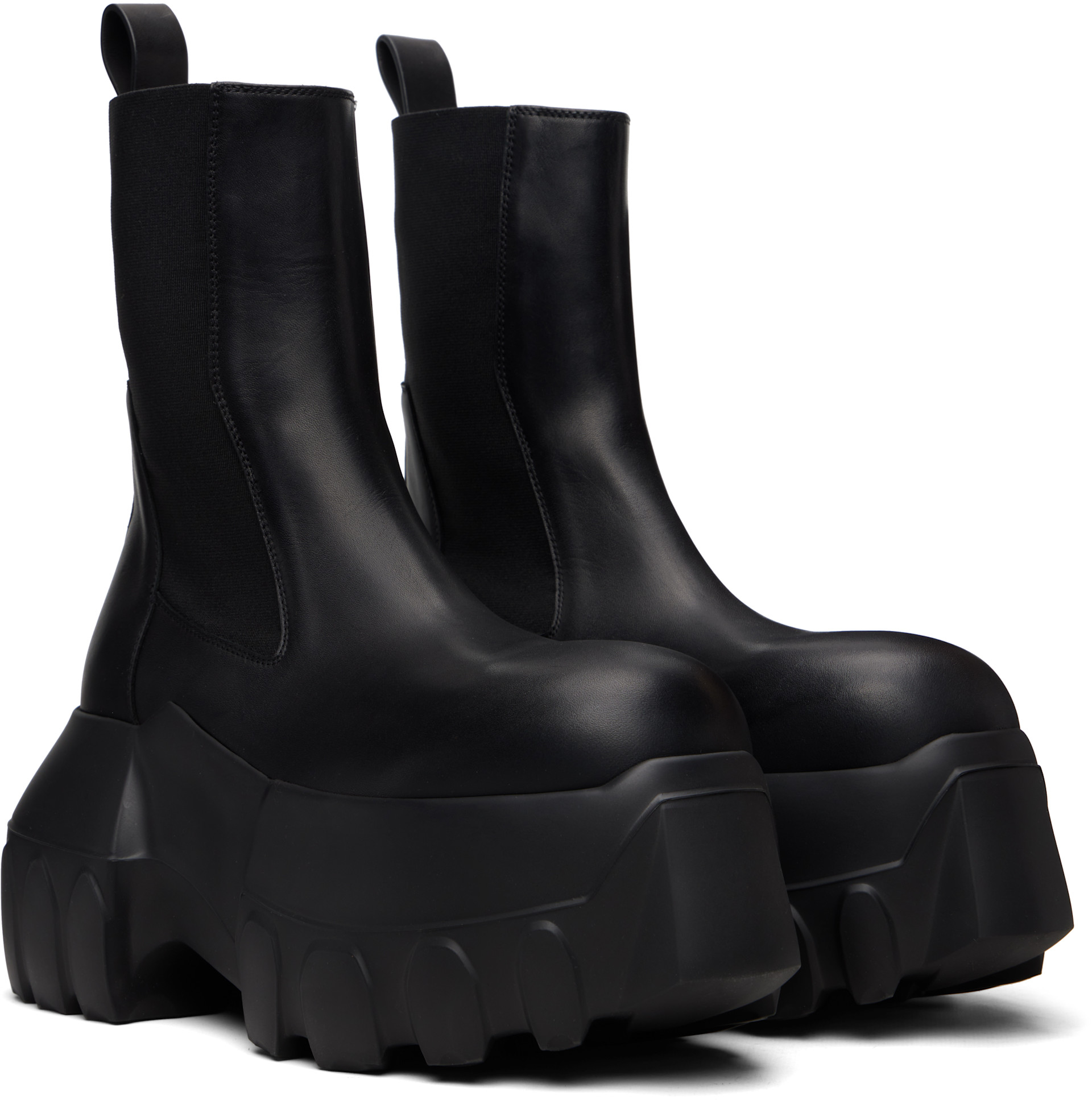 靴 rickowens megatractor 44 Rick Owens: Black Beatle Mega Tractor Chelsea Boots | SSENSE
