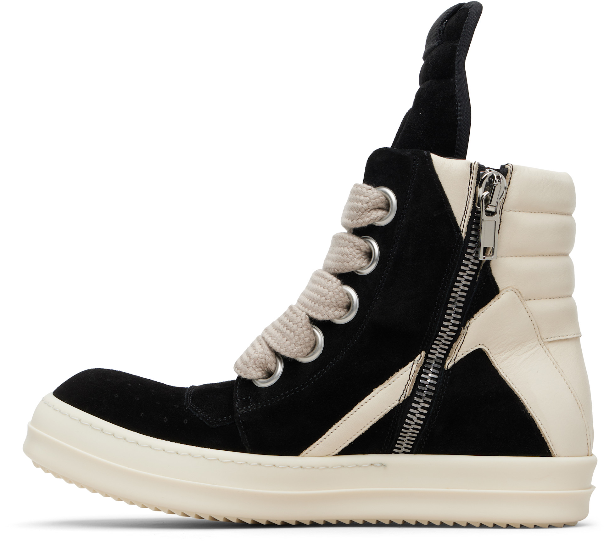 Rick Owens: ブラック Temple Jumbolace Geobasket スニーカー Rick Owens: ブラック Temple Jumbolace Geobasket スニーカー