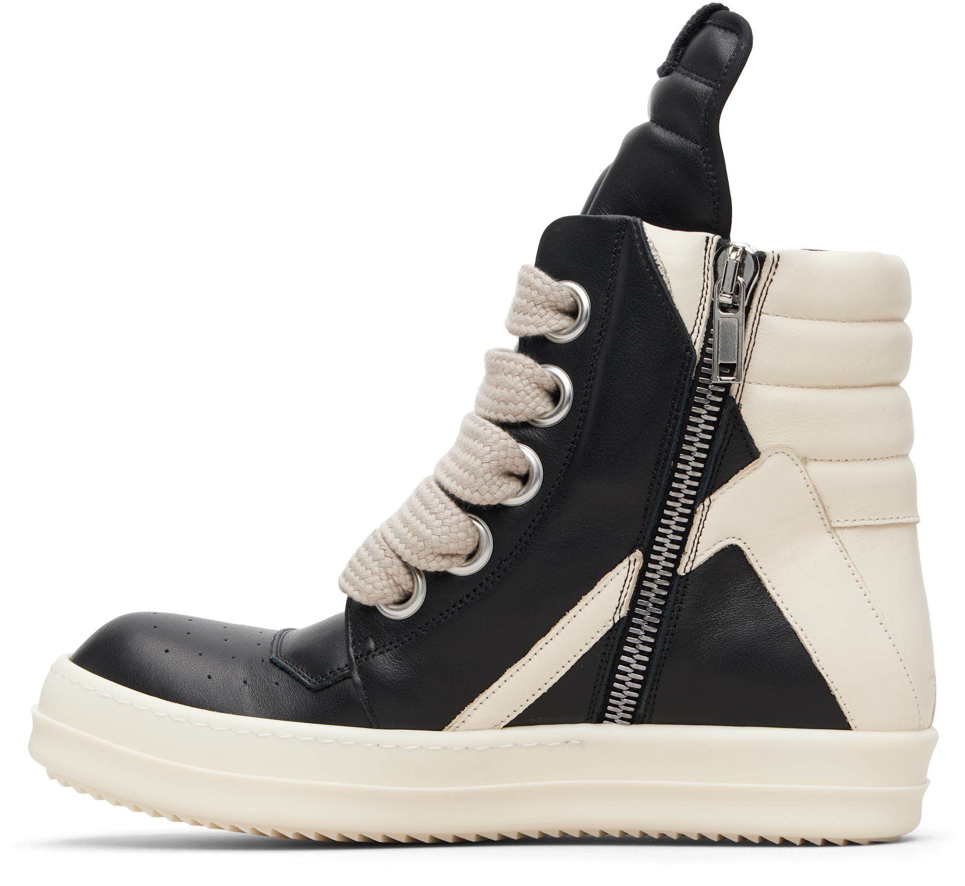 Rick Owens: Black Temple Jumbolace Geobasket Sneakers | SSENSE Rick Owens: Black Temple Jumbolace Geobasket Sneakers | SSENSE