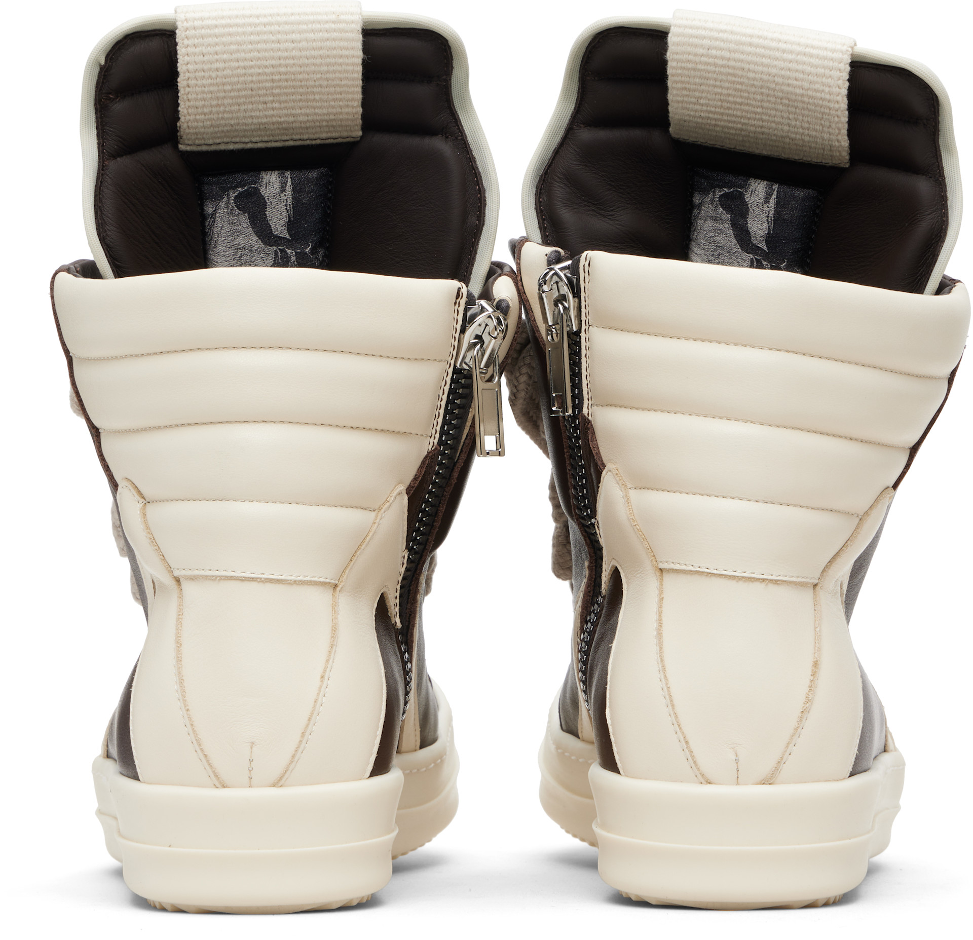 Rick Owens: Brown Temple Jumbolace Geobasket Sneakers | SSENSE Canada