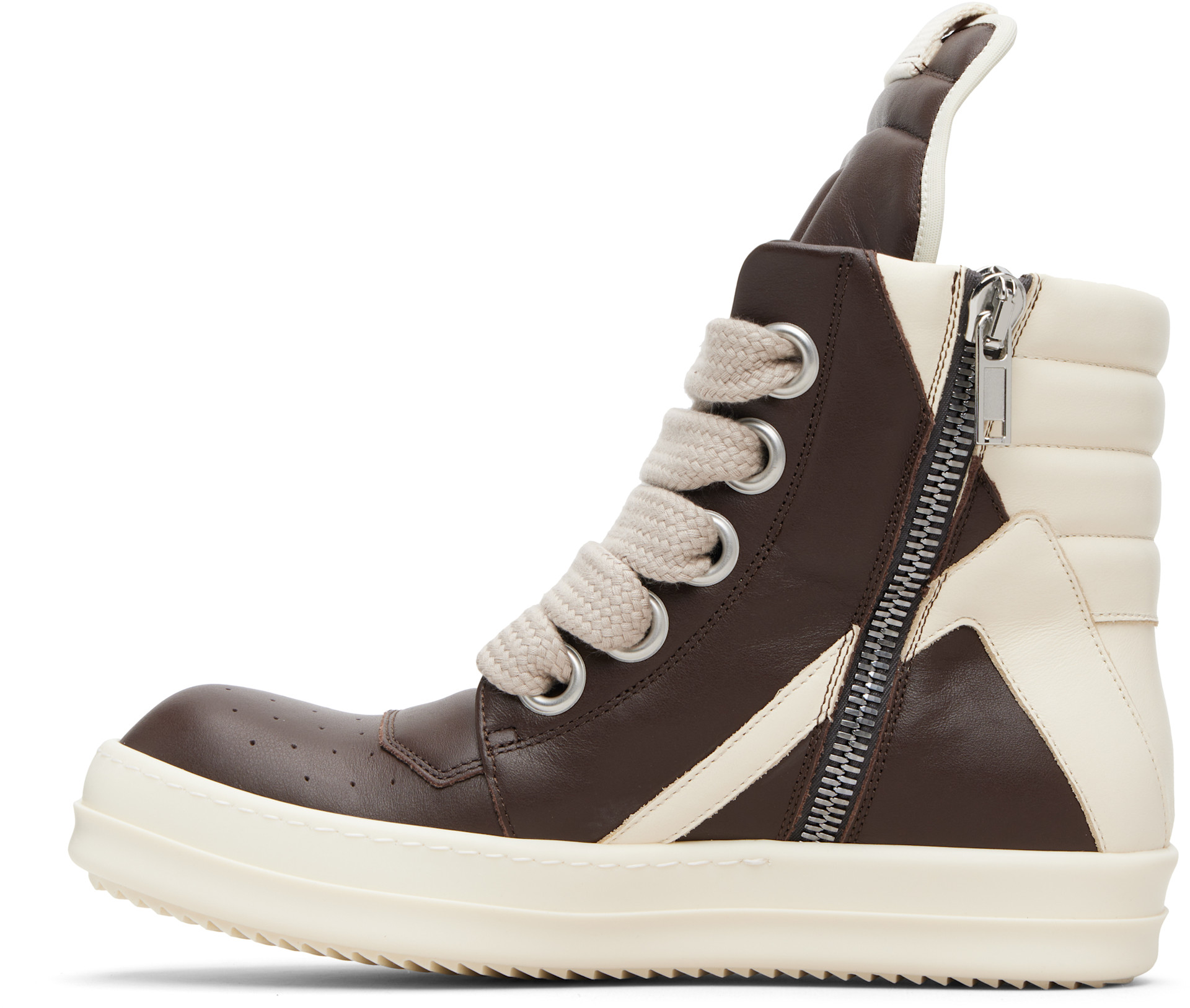 希少 Rick owens geobasket brown 43 Rick Owens: Brown Temple Jumbolace Geobasket Sneakers | SSENSE
