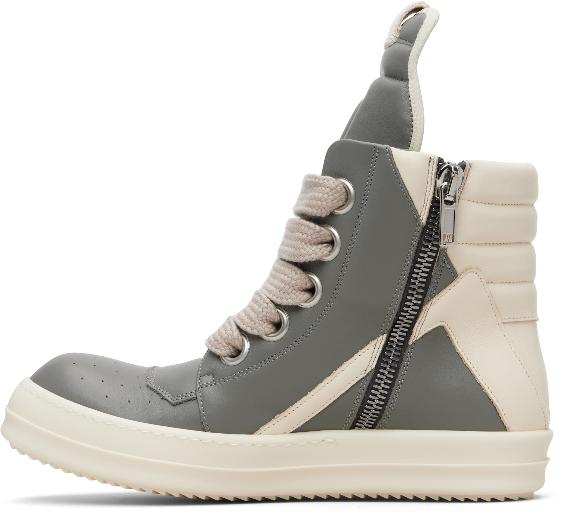 Rick Owens: Gray Temple Jumbolace Geobasket Sneakers | SSENSE
