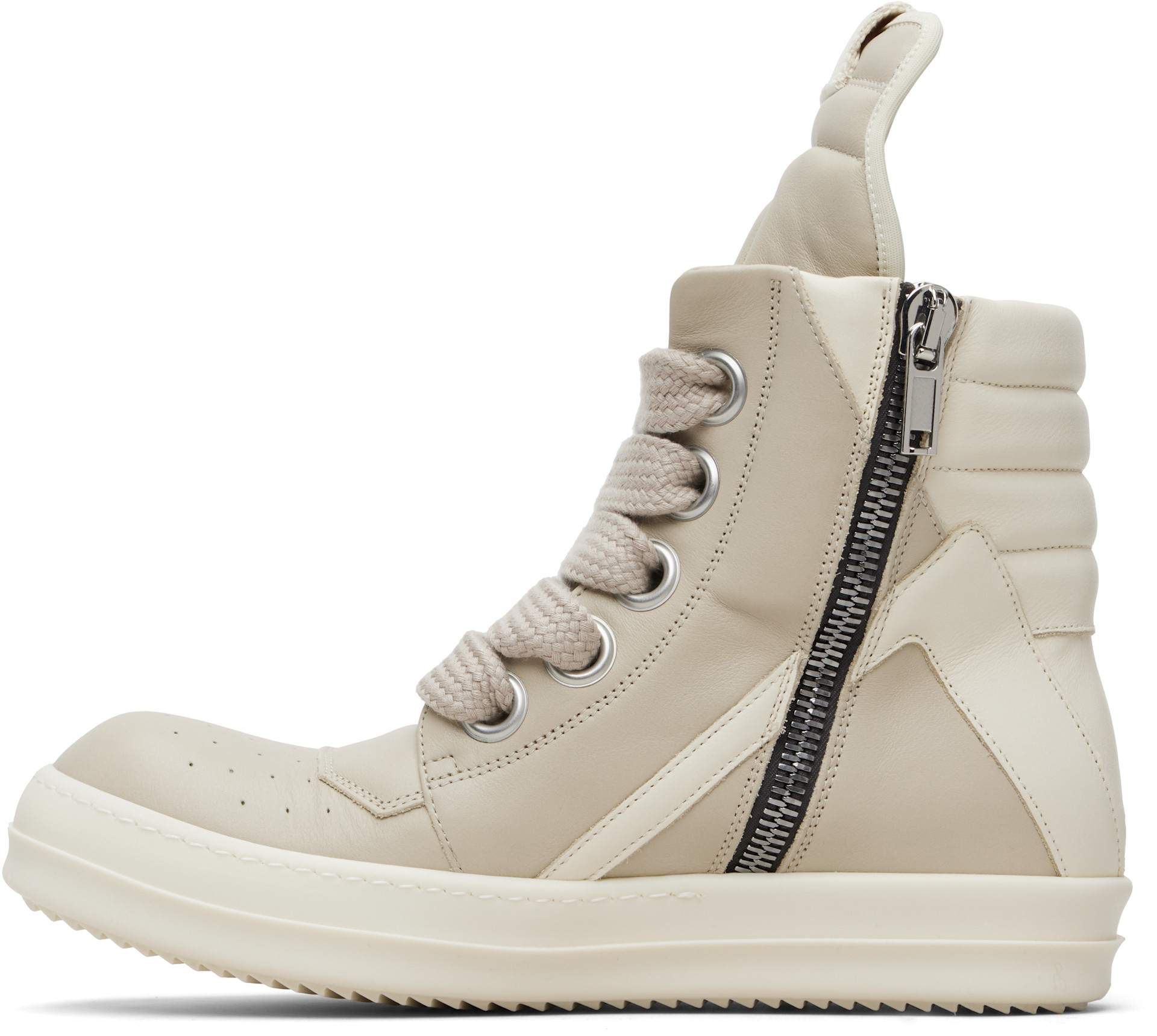 Rick Owens: Off-White Temple Jumbolace Geobasket Sneakers | SSENSE
