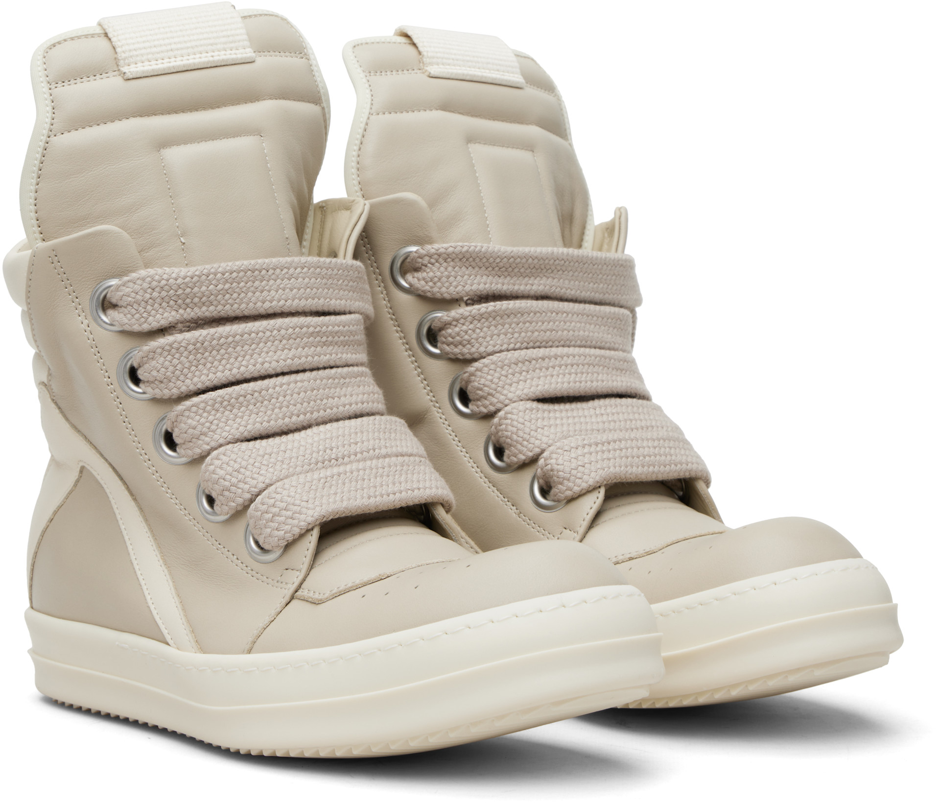 Rick Owens: Off-White Temple Jumbolace Geobasket Sneakers | SSENSE