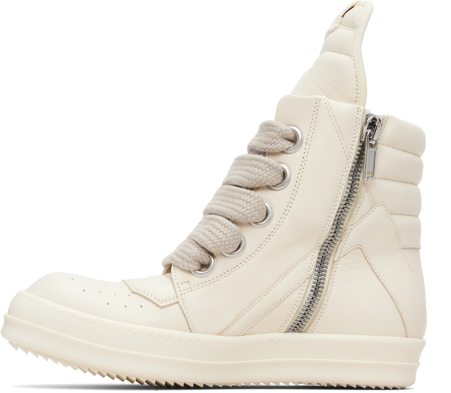 Rick Owens: Off-White Temple Jumbolace Geobasket Sneakers | SSENSE