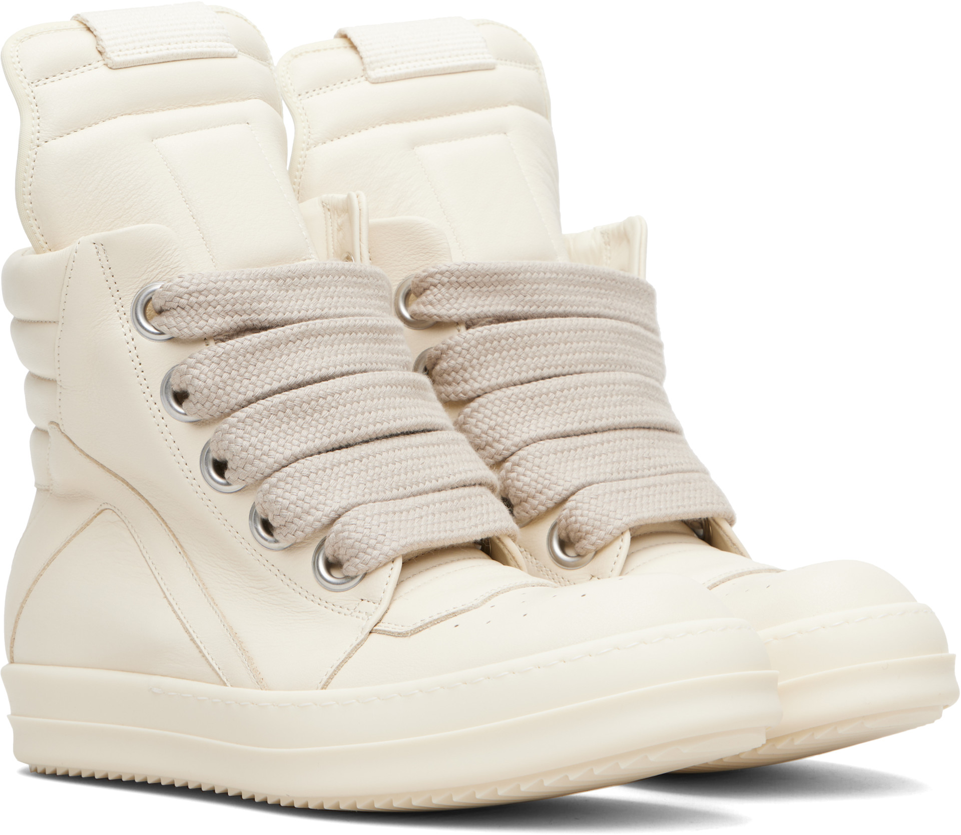 Rick Owens: Off-White Temple Jumbolace Geobasket Sneakers | SSENSE
