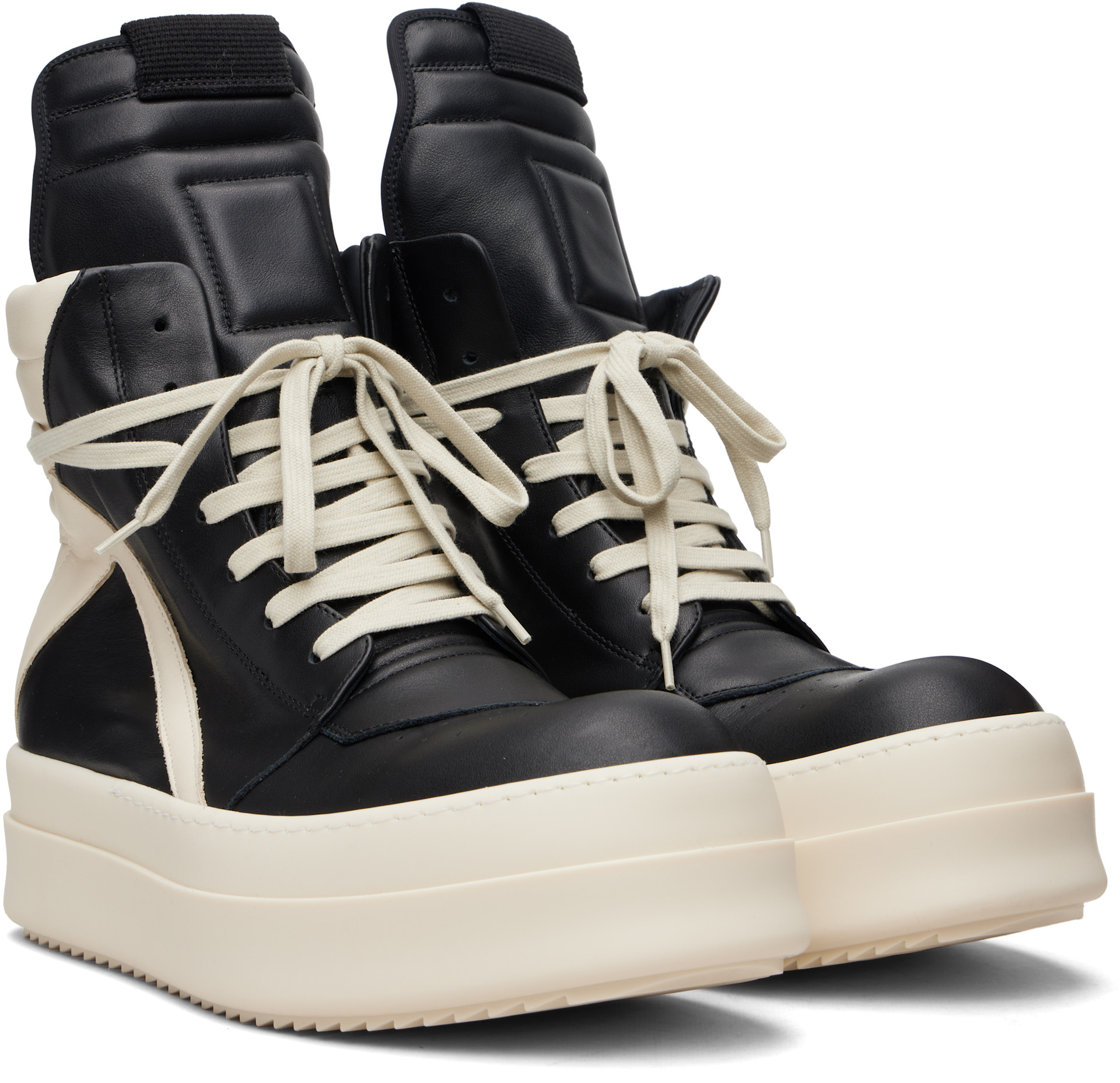 Rick Owens: Black Temple Mega Bumper Geobasket Sneakers | SSENSE