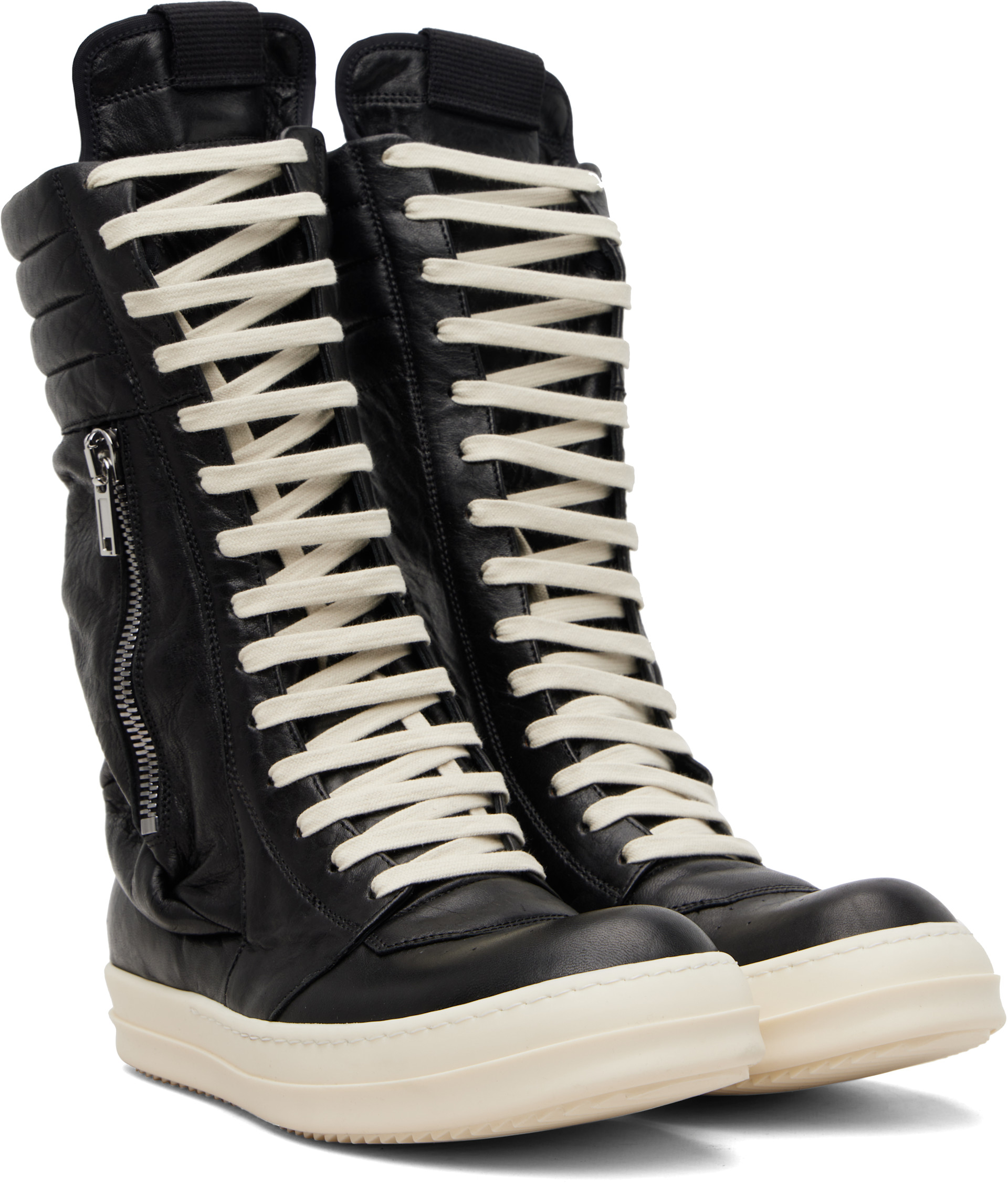 靴 Rick Owens CARGO GEOBASKET 41 Rick Owens: Black Temple Cargo Geobasket Sneakers | SSENSE