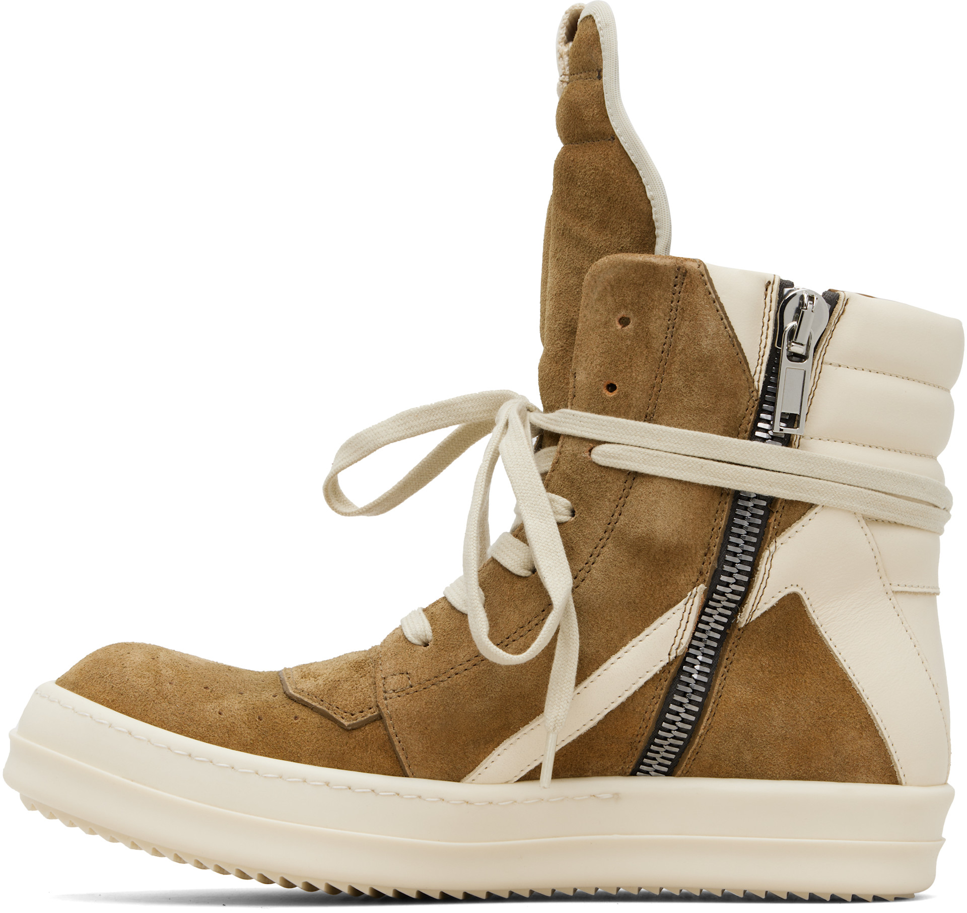 Rick Owens: ベージュ Geobasket スニーカー | SSENSE 日本