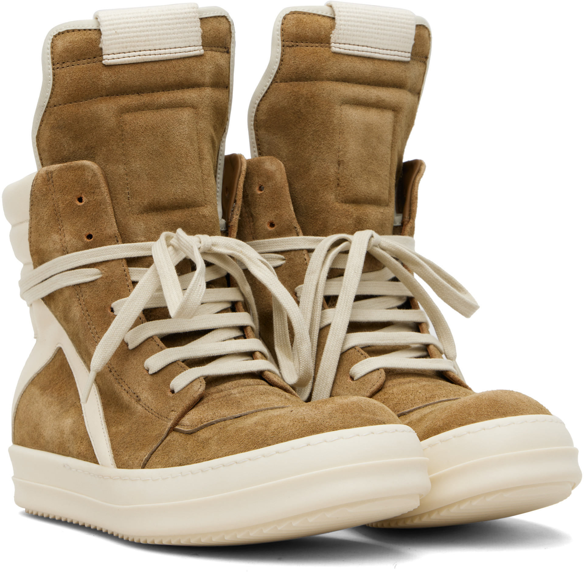 Rick Owens: Beige Geobasket Sneakers | SSENSE