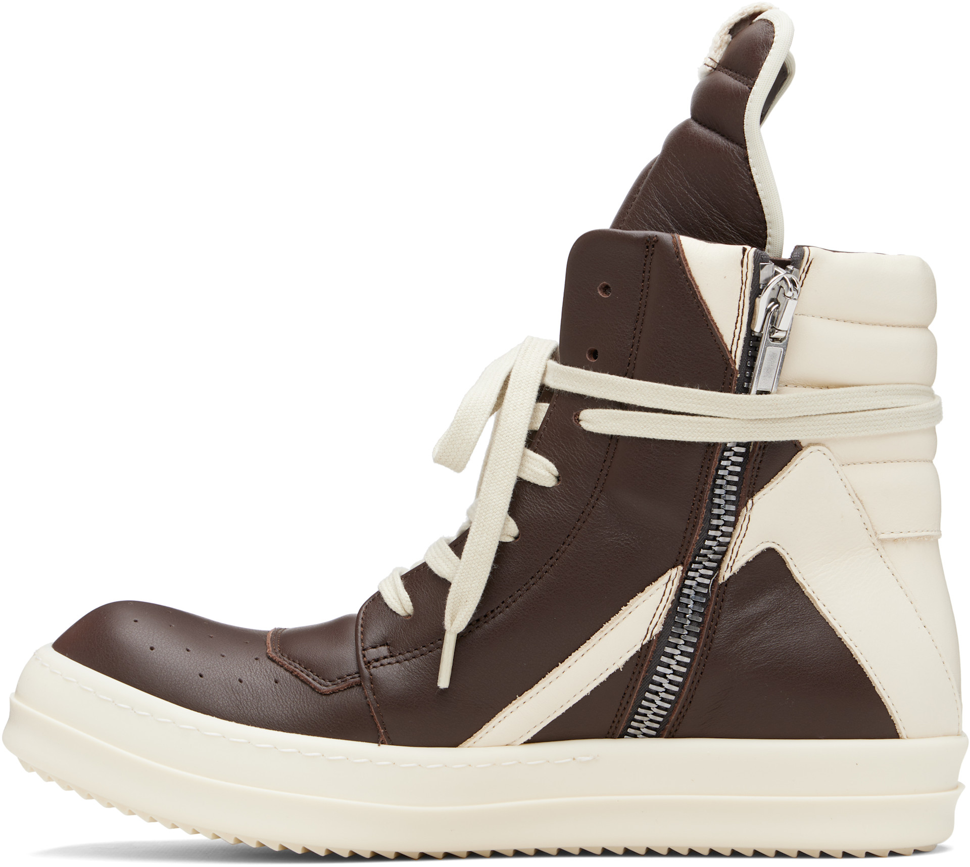 Rick Owens: Brown Temple Geobasket Sneakers | SSENSE Rick Owens: Brown Temple Geobasket Sneakers | SSENSE