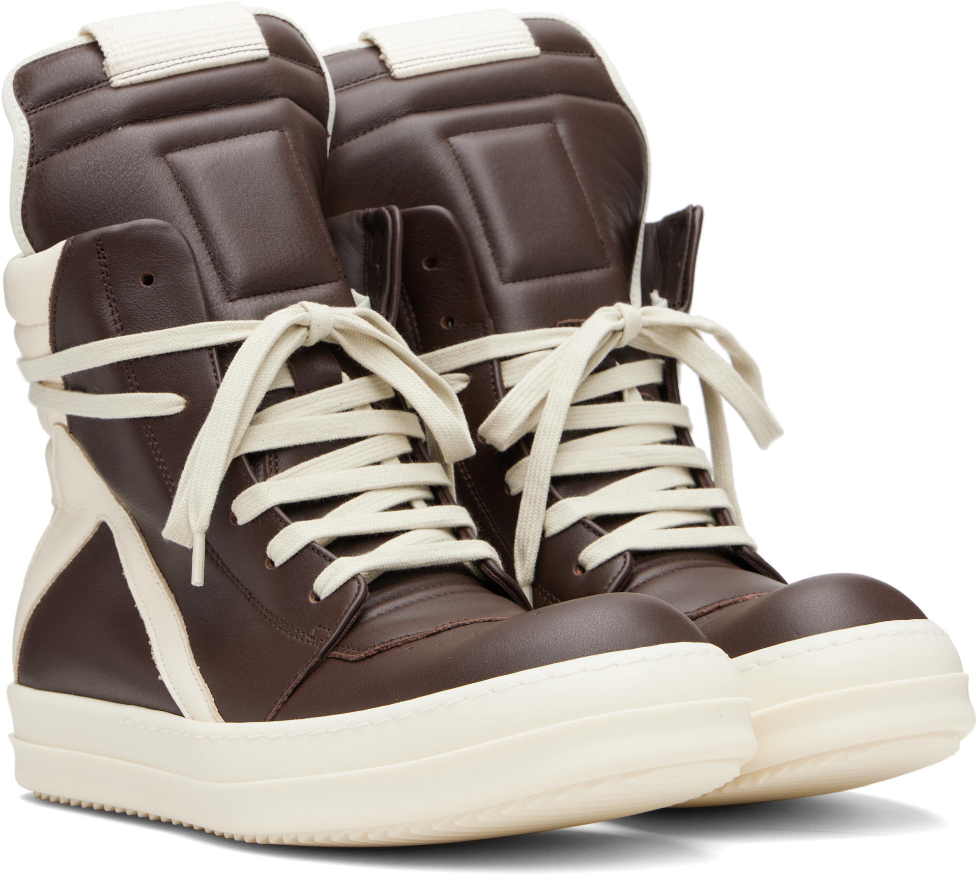Rick Owens: Brown Temple Geobasket Sneakers | SSENSE