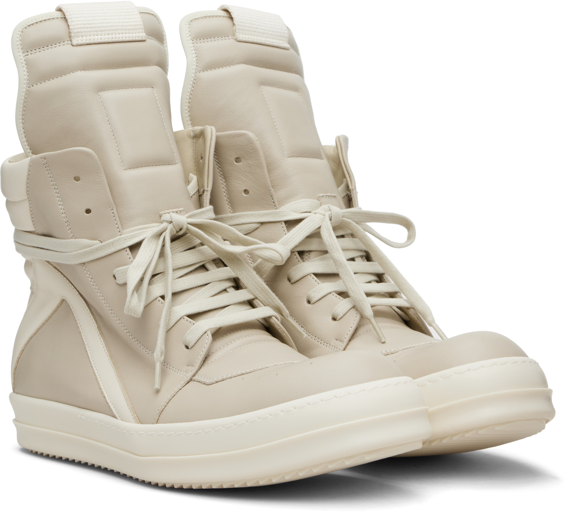 Rick Owens: Off-White Temple Geobasket Sneakers | SSENSE