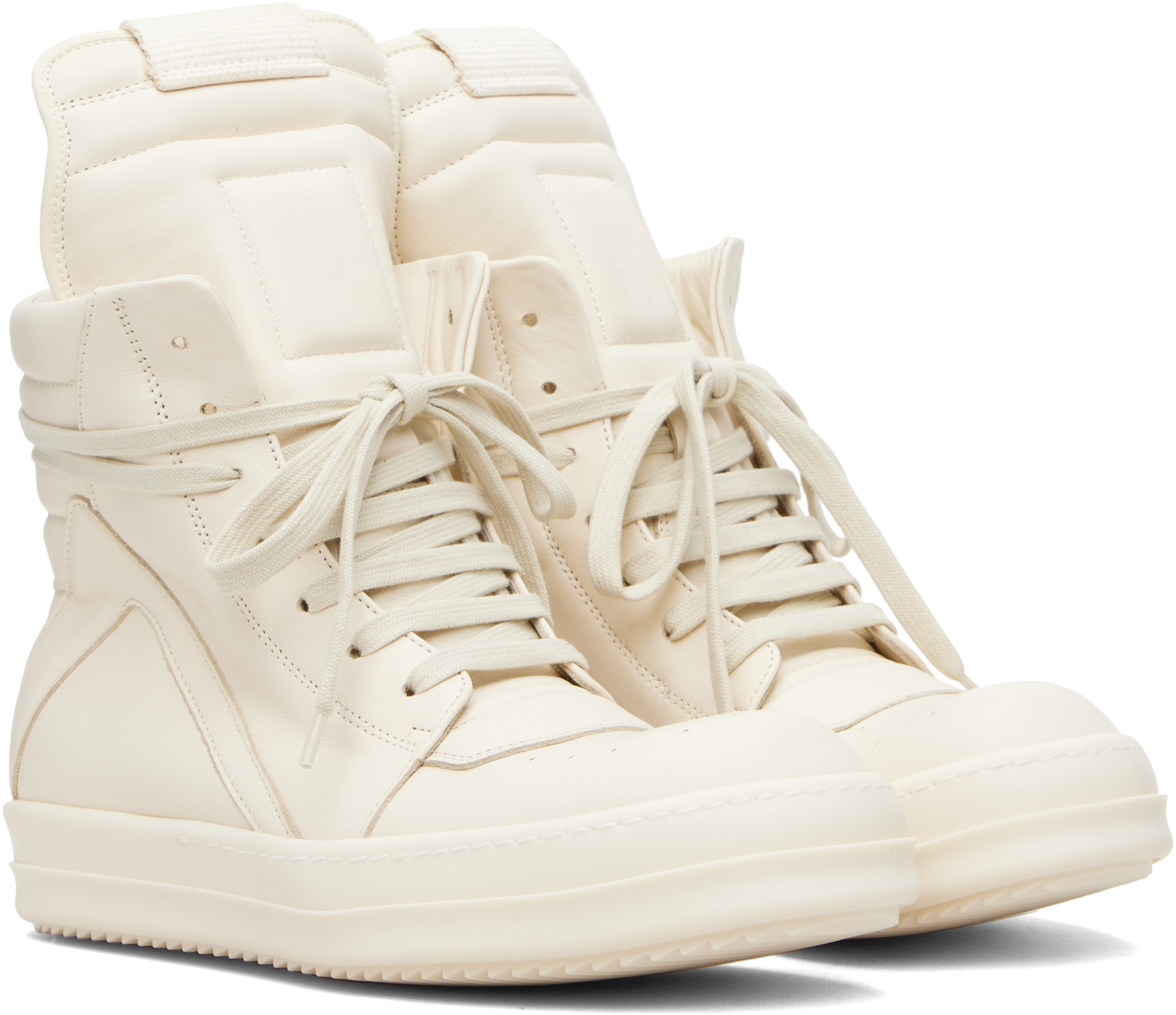 Rick Owens: オフホワイト Temple Geobasket スニーカー | SSENSE 日本