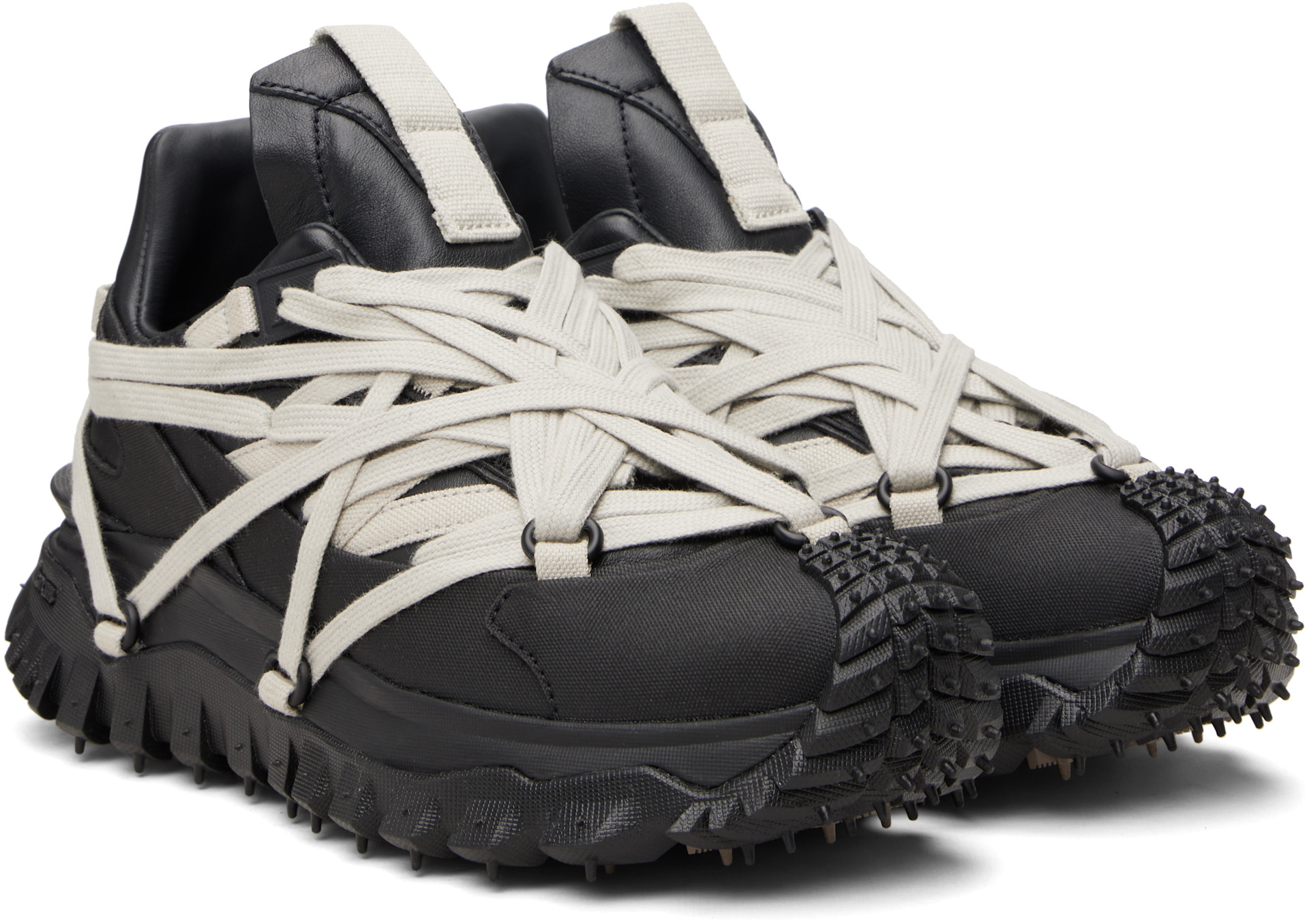 Rick Owens: Moncler + Rick Owens Black Trailgrip Megalace Sneakers