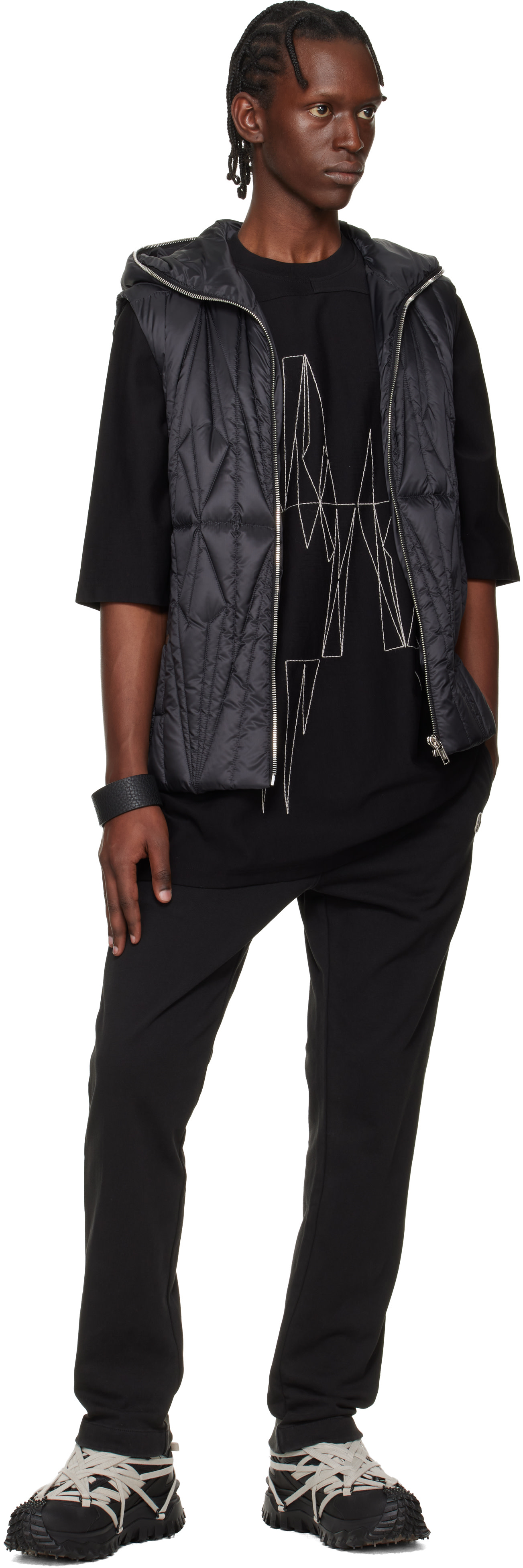 Rick Owens: Moncler + Rick Owens Black Trailgrip Megalace Sneakers