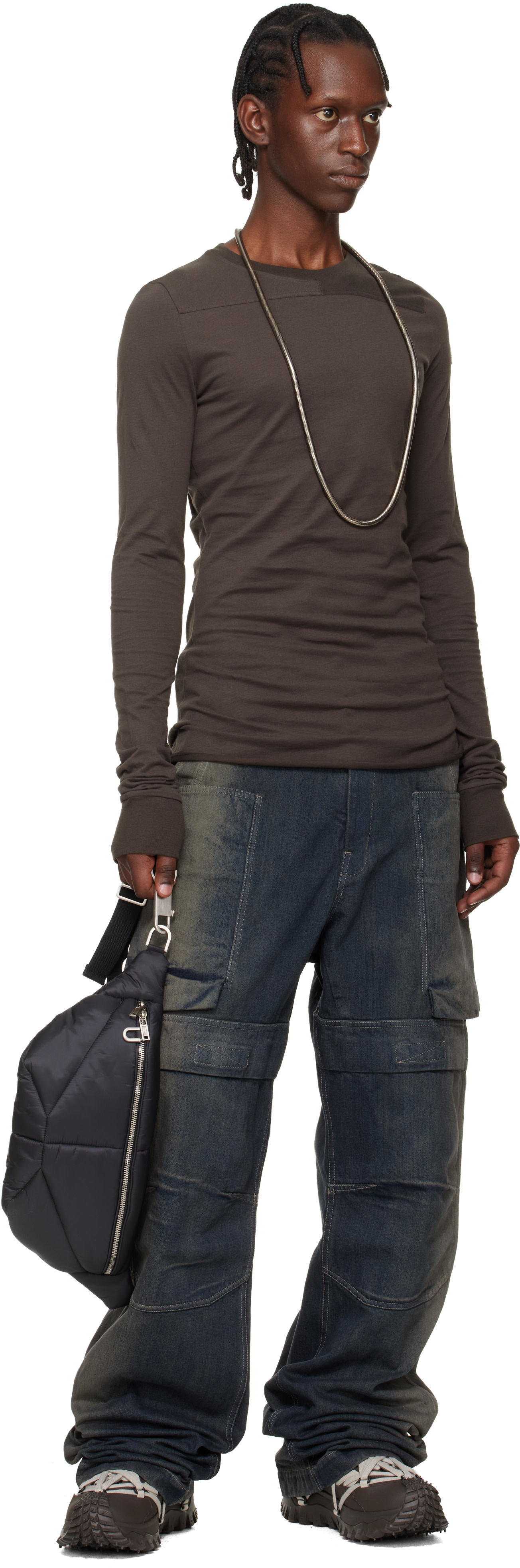 Rick Owens: Moncler + Rick Owens Gray Trailgrip Megalace Sneakers
