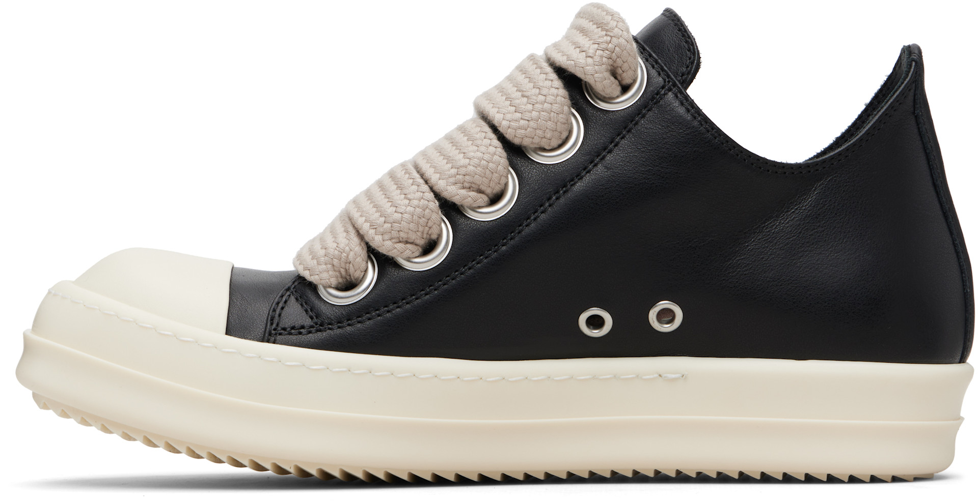 靴 Rick Owens LOW SNEAKS Rick Owens: Black Temple Jumbolace Low Sneaks Sneakers | SSENSE