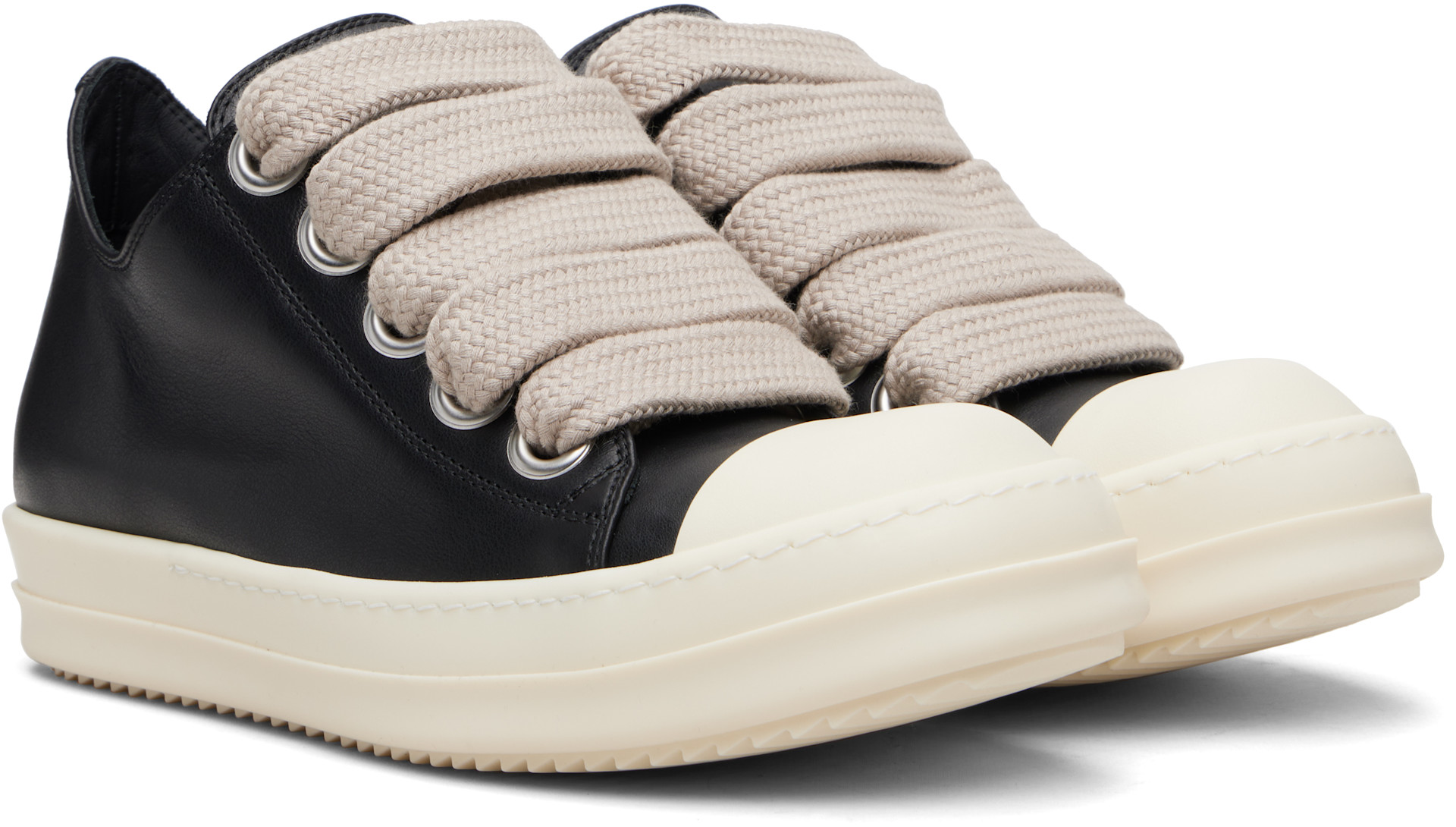 Rick Owens: Black Temple Jumbolace Low Sneaks Sneakers | SSENSE