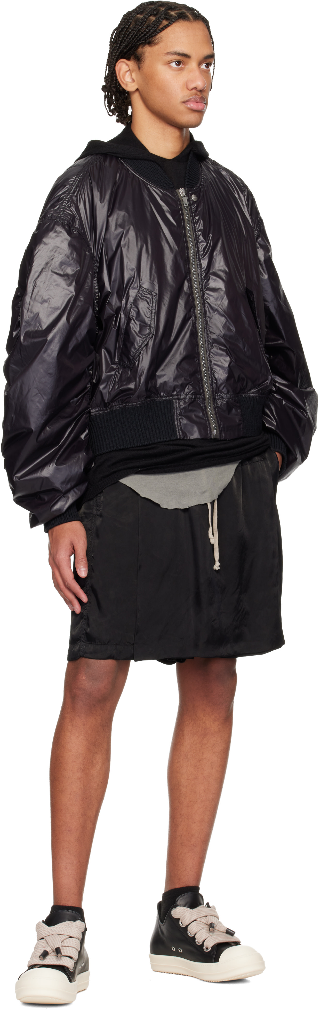 Rick Owens: Black Temple Jumbolace Low Sneaks Sneakers | SSENSE