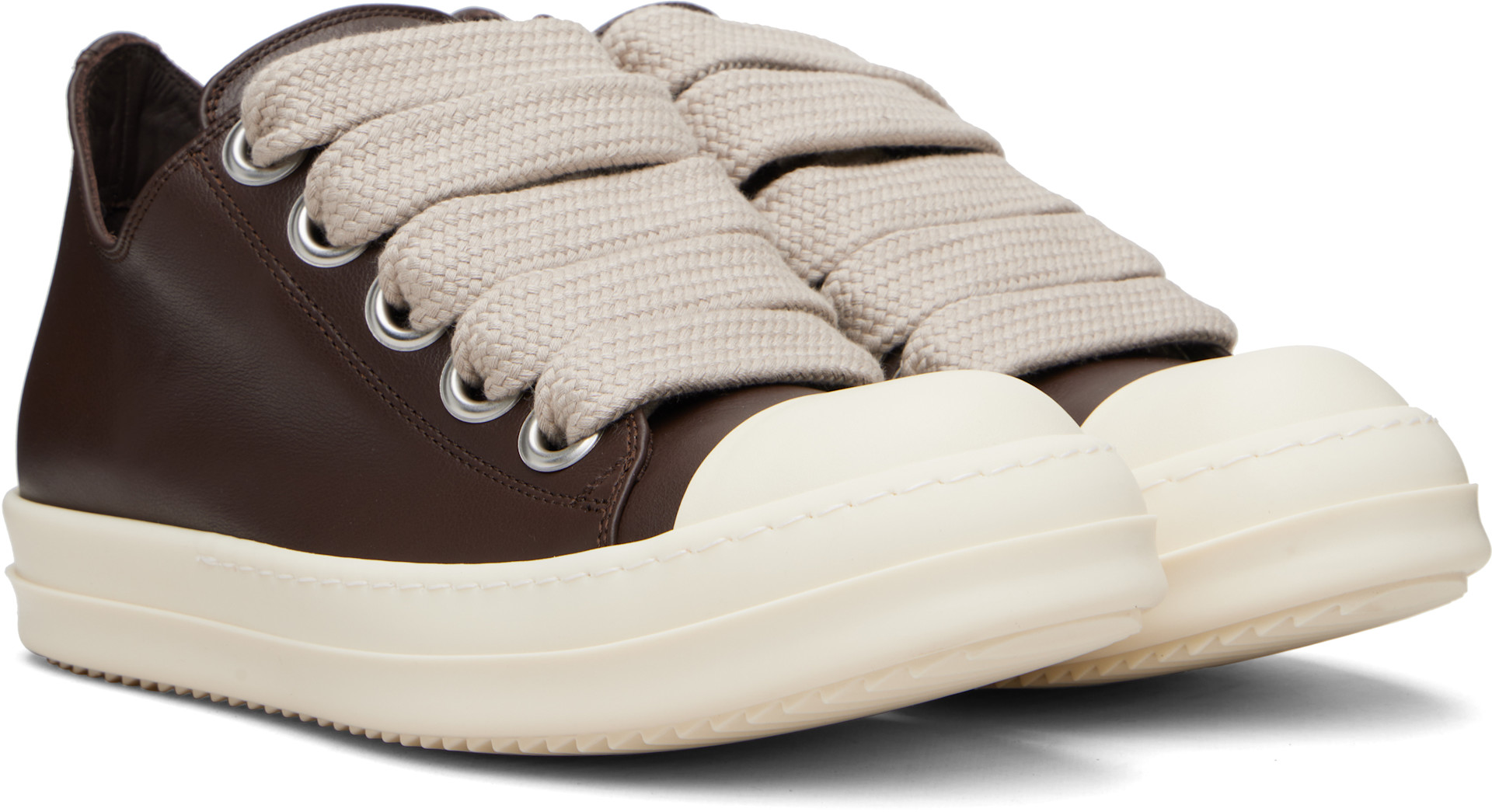Rick Owens: Brown Temple Jumbolace Low Sneakers | SSENSE