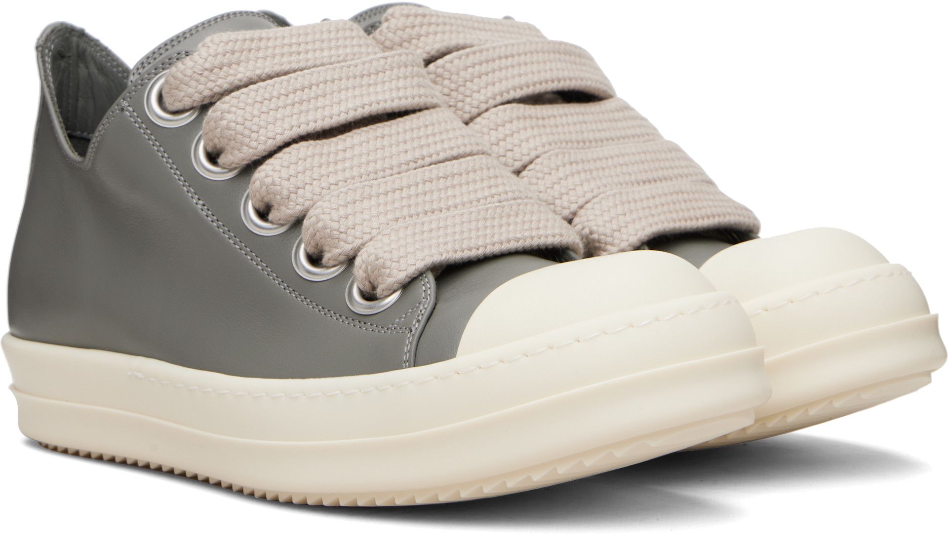 Rick Owens: Gray Temple Jumbolace Low Sneakers | SSENSE